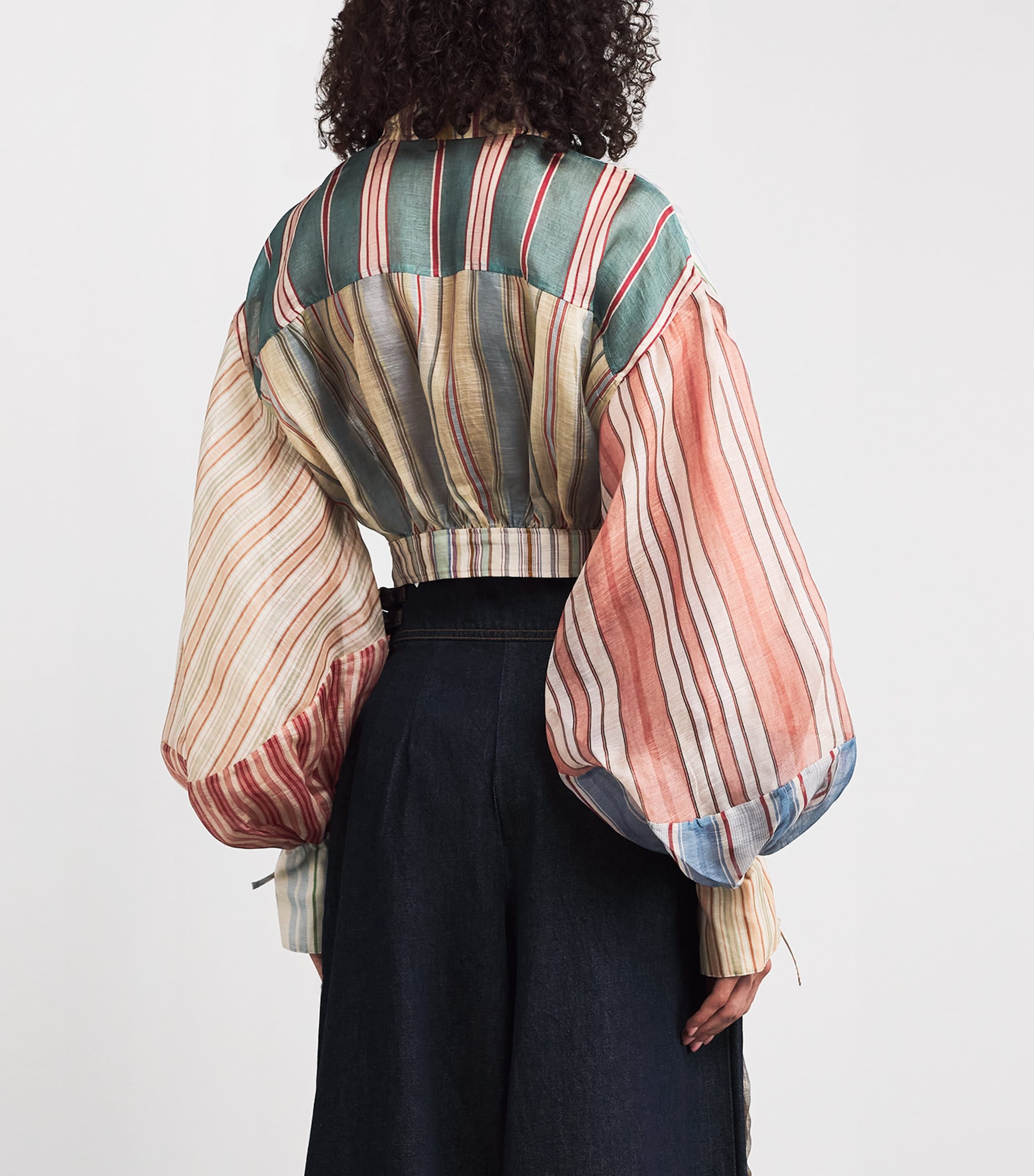 Linen-Silk Rebellion Blouse SPSTR SPLICD STRIPES Image 4