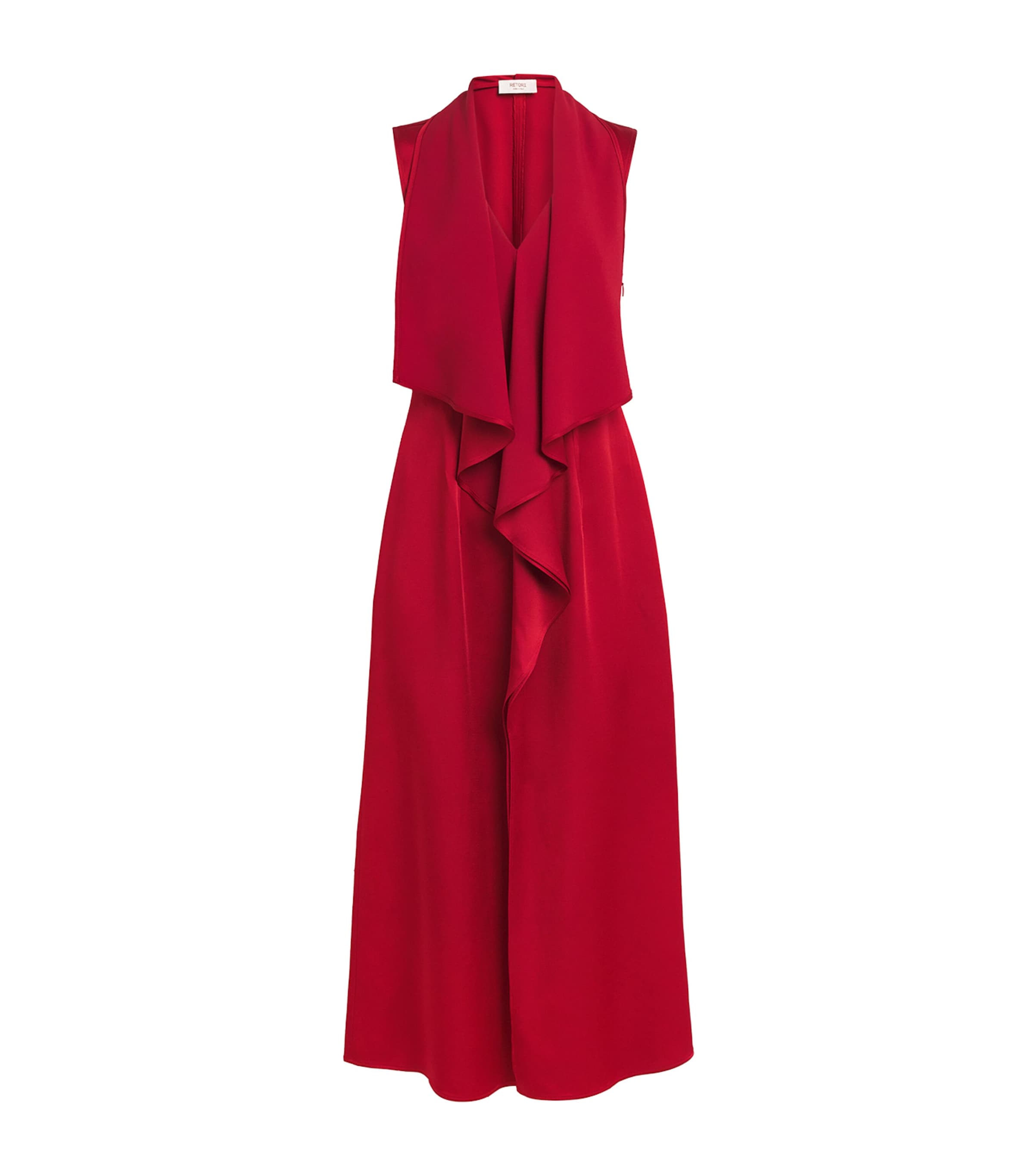 RETORI Womens Satin Draped Midi Dress Red Image 1