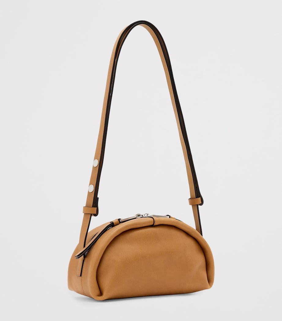 AllSaints Calfskin Rosalie Arc Cross-Body Bag Toffee Brown Image 4
