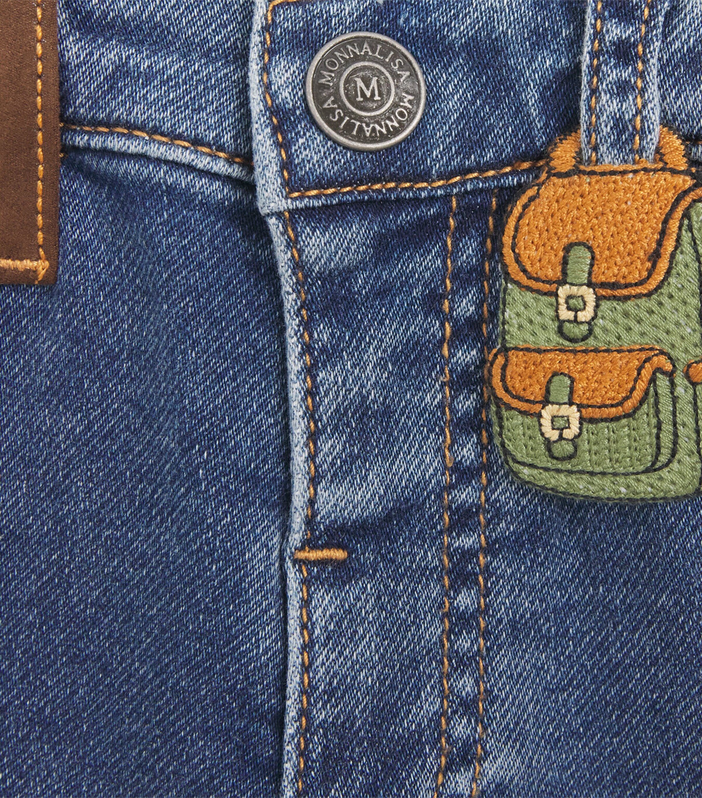 Monnalisa Backpack-Patch Jeans (6 Months - 6 Years) Blu Stone Denim Image 3