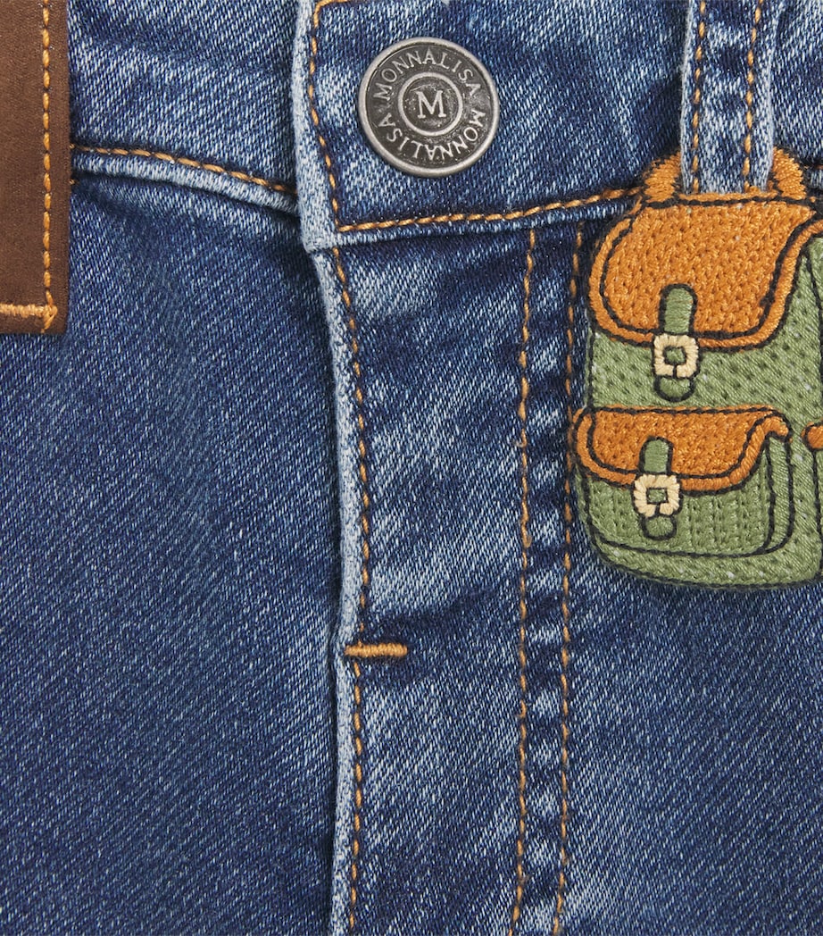 Monnalisa Backpack-Patch Jeans (6 Months - 6 Years) Blu Stone Denim Image 3