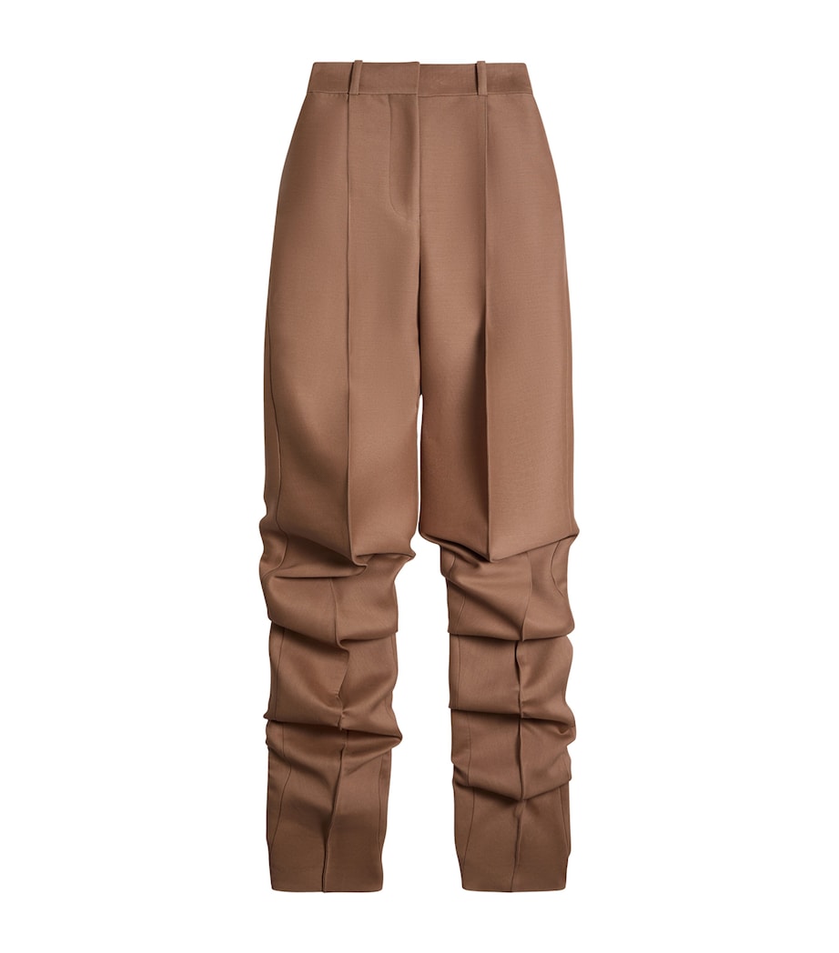 Schiaparelli Womens Wool-Silk Demi-Lune Trousers Dark Brown Image 1