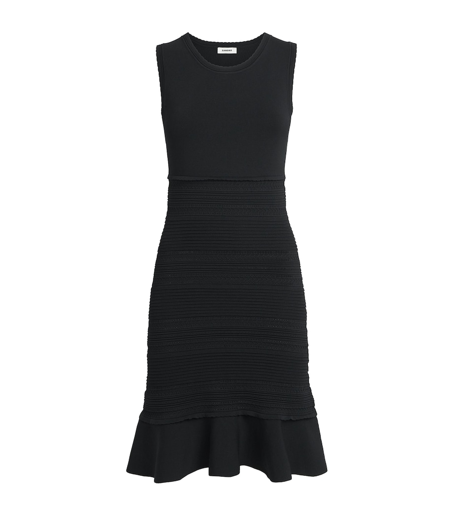 Sandro Paris Womens Knitted Pointelle Mini Dress Black Image 1