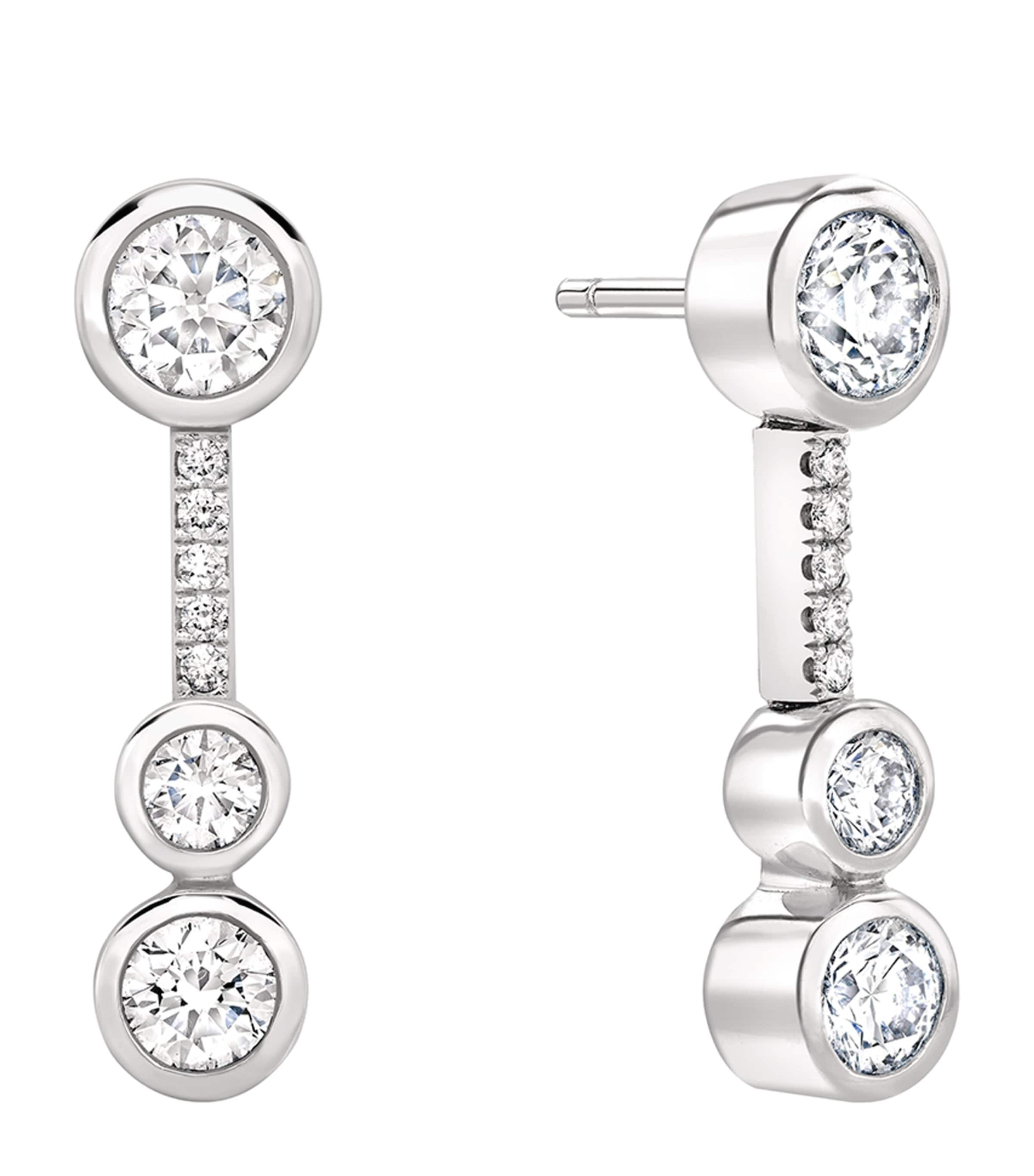Platinum and Diamond Waterfall Small Drop Earrings PLATINUM Image 3