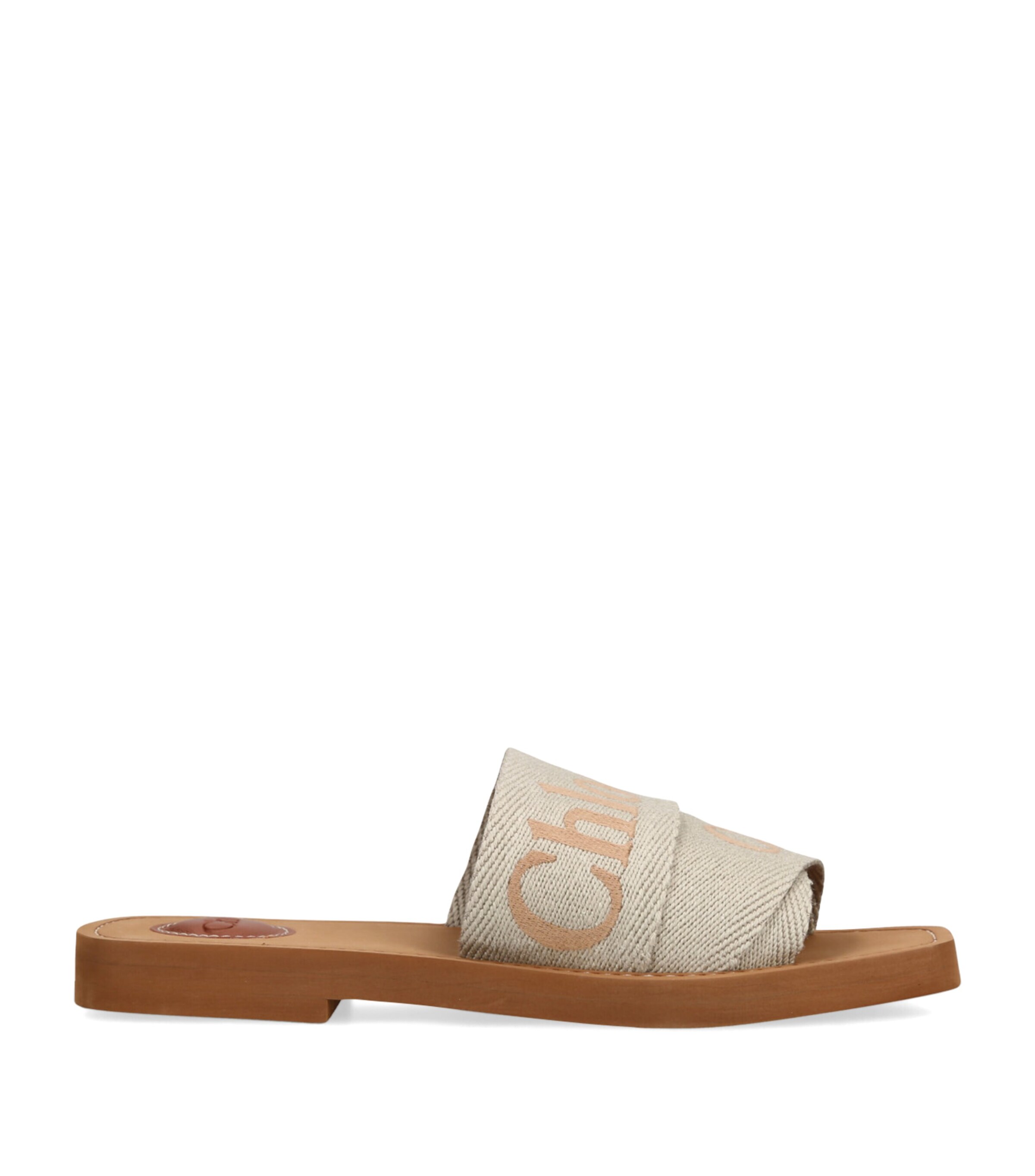 Chloé Logo Woody Slides Khaki Image 1