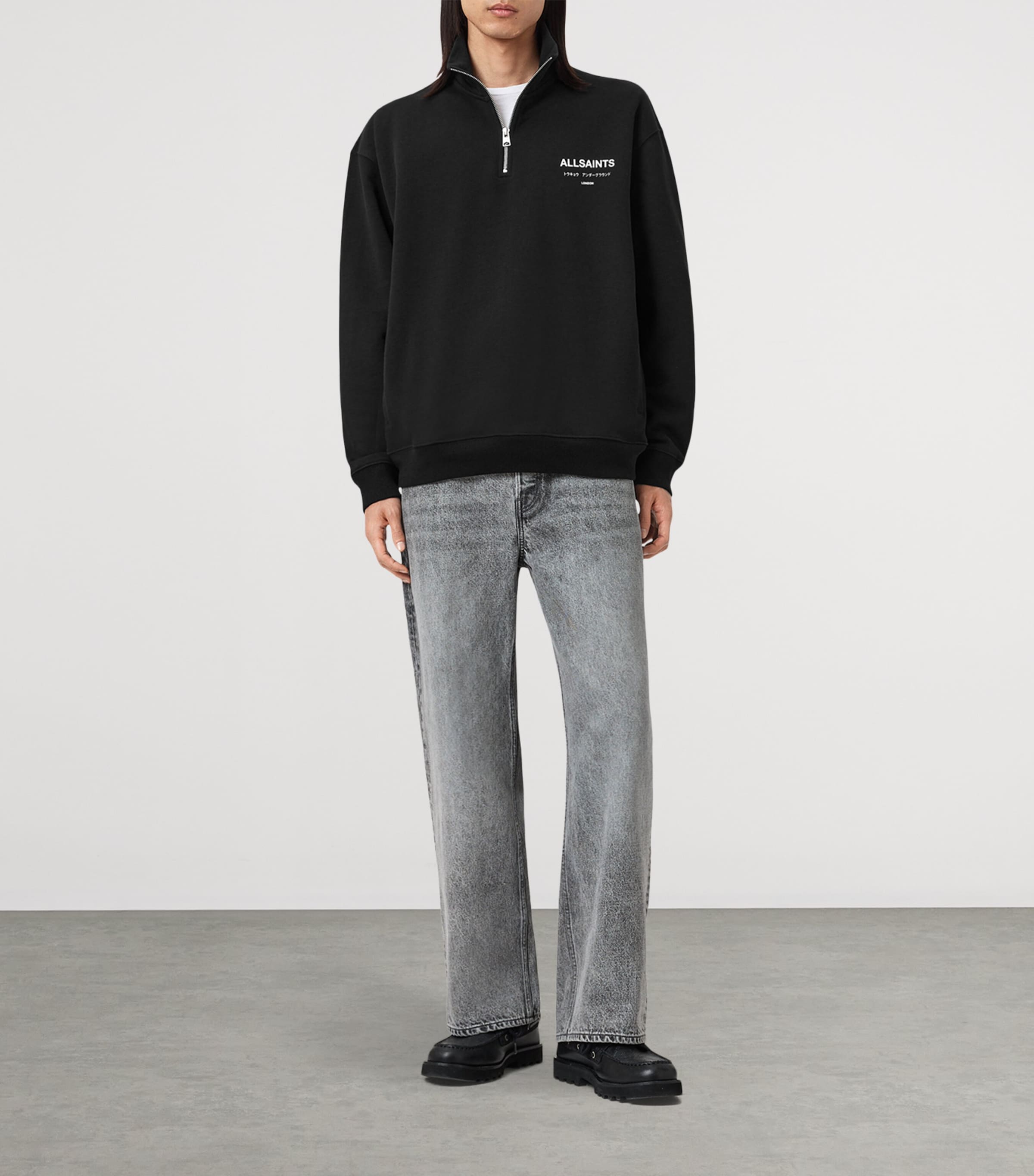 Cotton Underground Half-Zip Sweatshirt JET BLACK Image 2