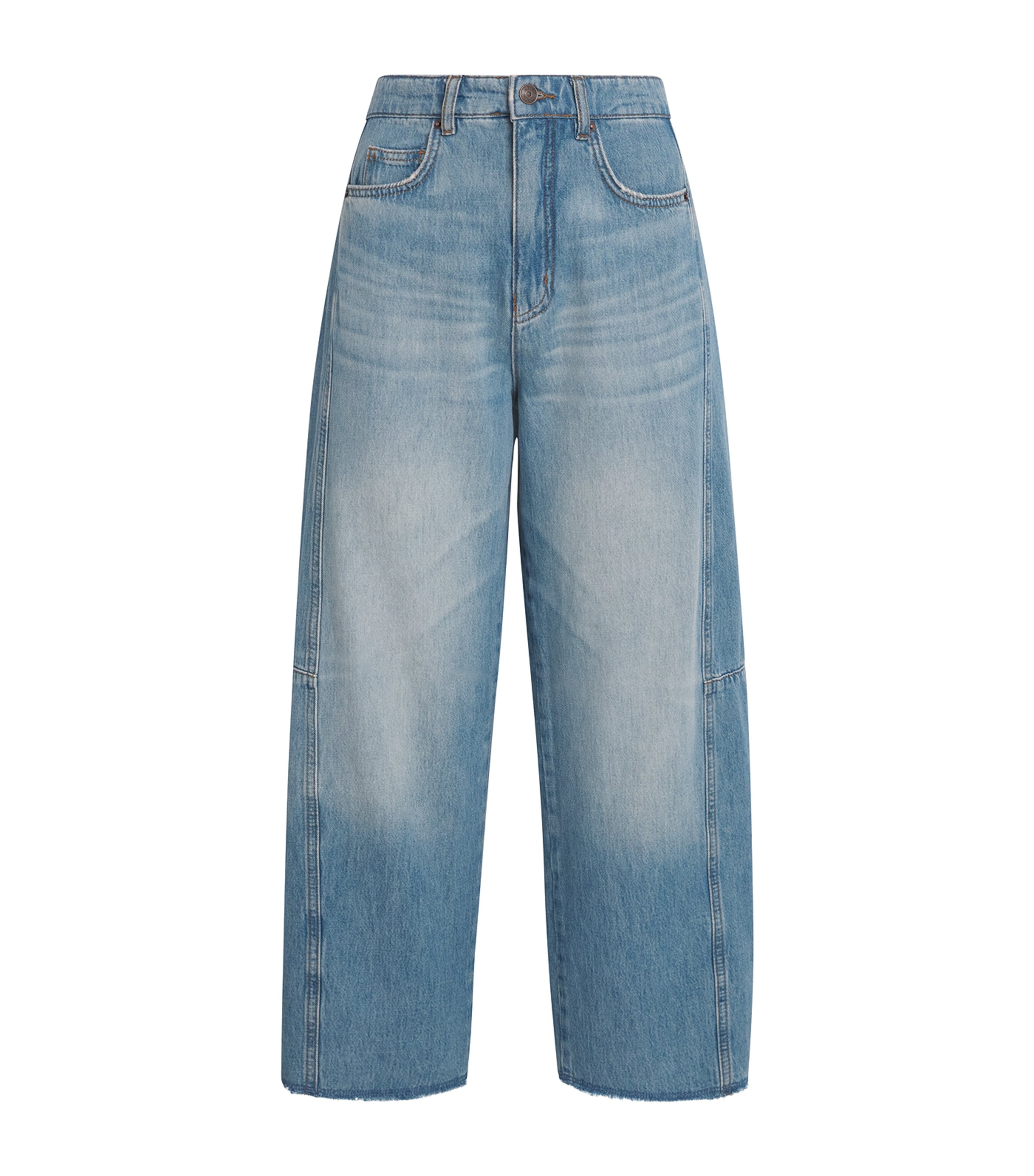 ME+EM Womens Cropped Straight Jeans Mid Blue Wash Image 1