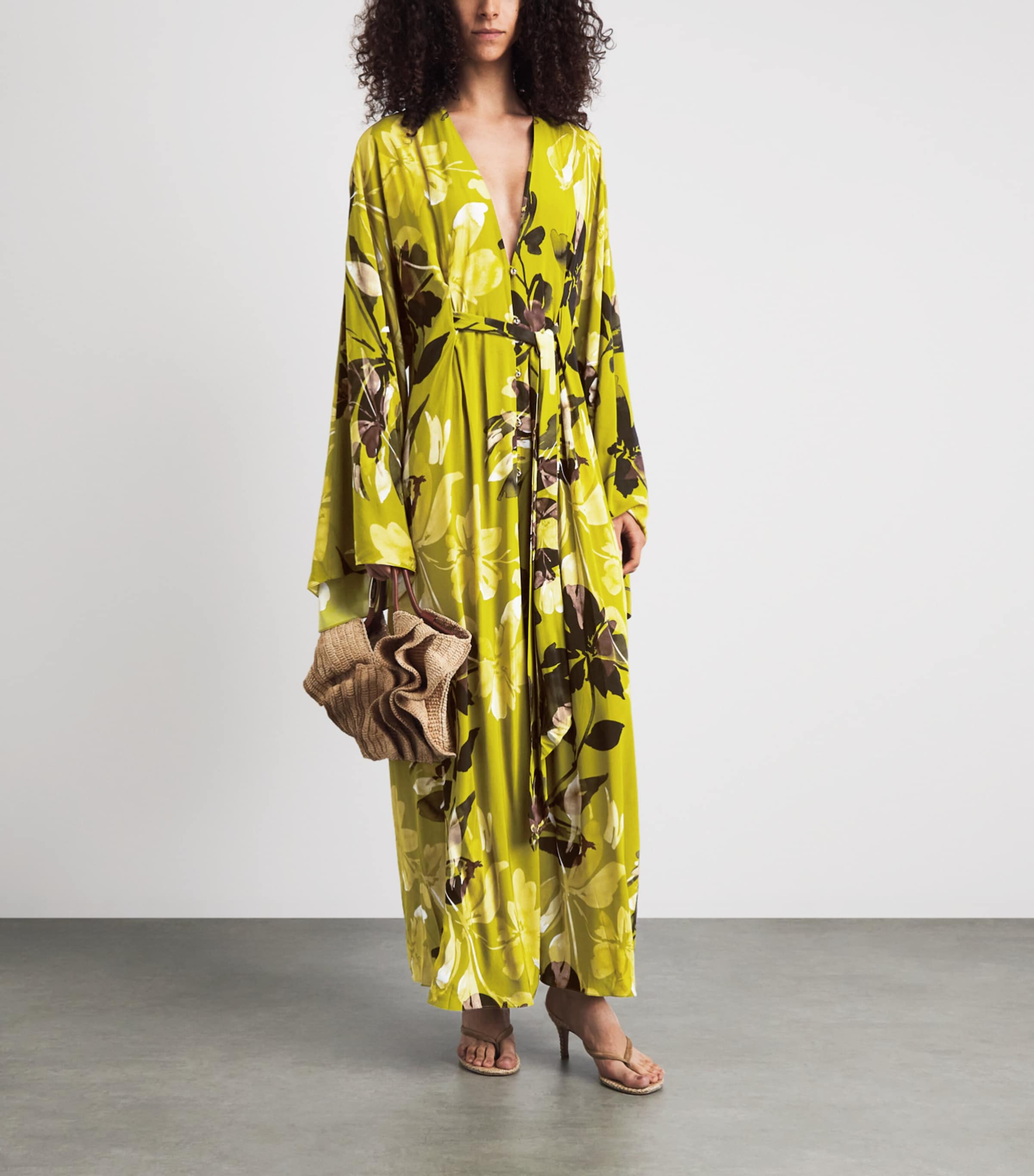 AWAY THAT DAY Womens Morocco Maxi Skirt Chartreuse Flr Print Image 2
