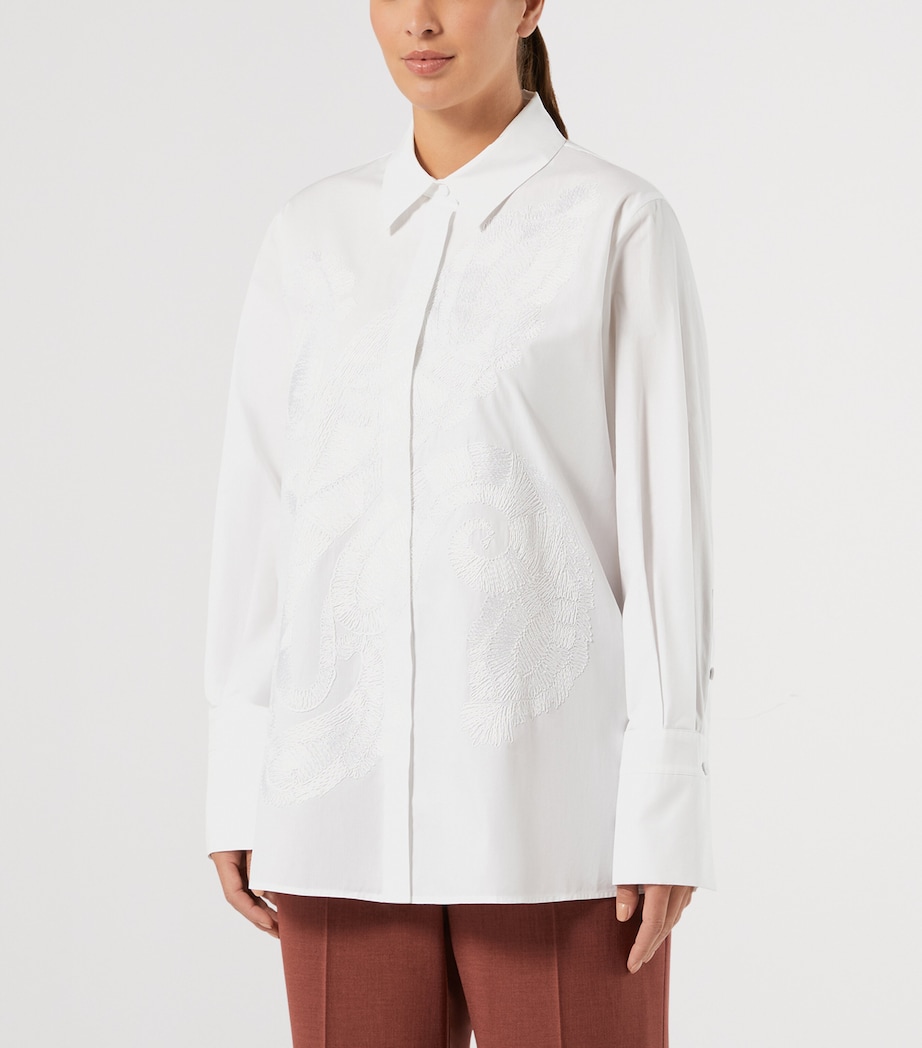 Marina Rinaldi Womens Cotton Embroidered Shirt Optical White Image 3