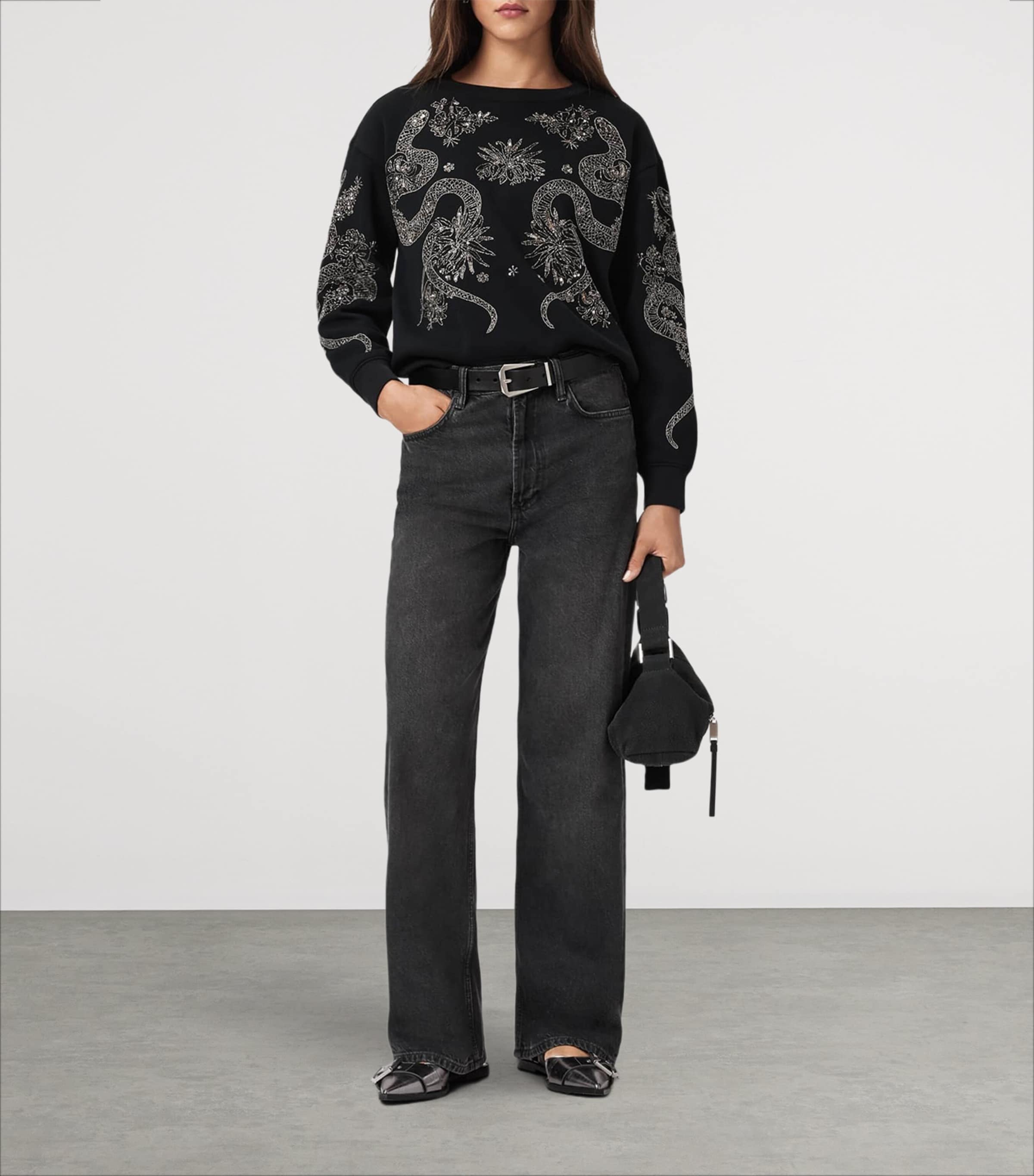 Organic Cotton-Blend Cecile Pippa Sweatshirt BLACK Image 3