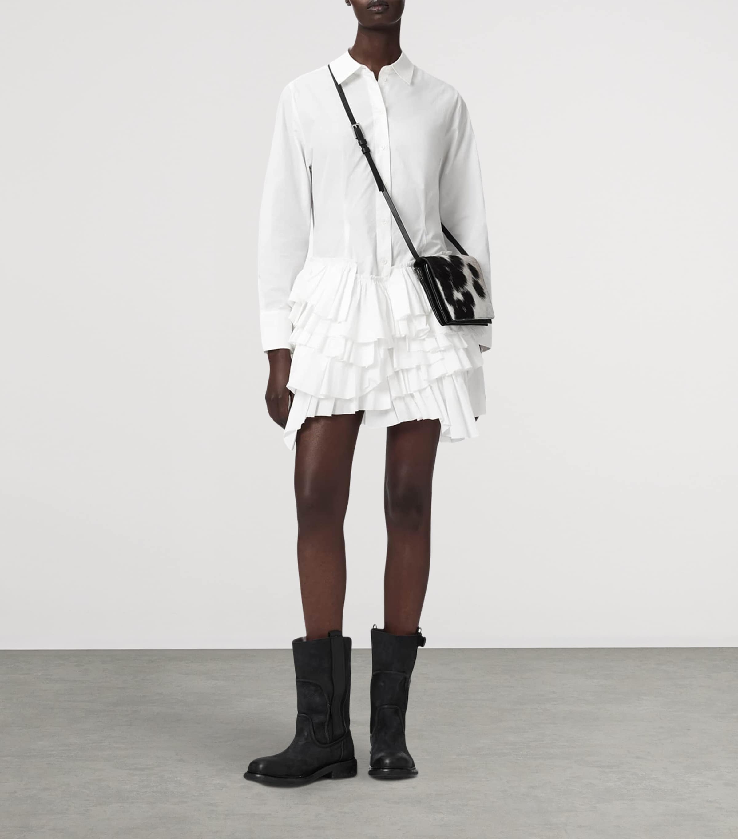 AllSaints Womens Organic Cotton Kristi Shirt Dress Optic White Image 5