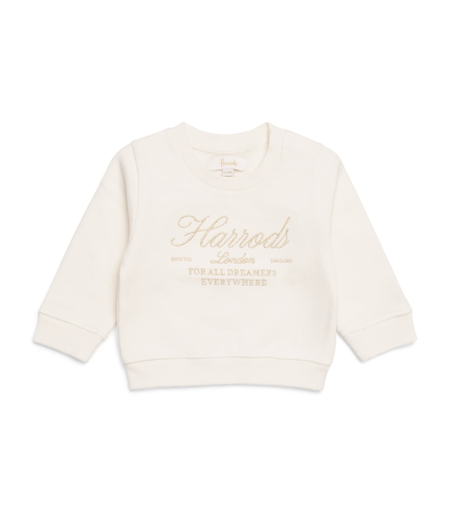 Harrods Cotton Logo Sweatshirt (0-18 Months) Ivory Image 1
