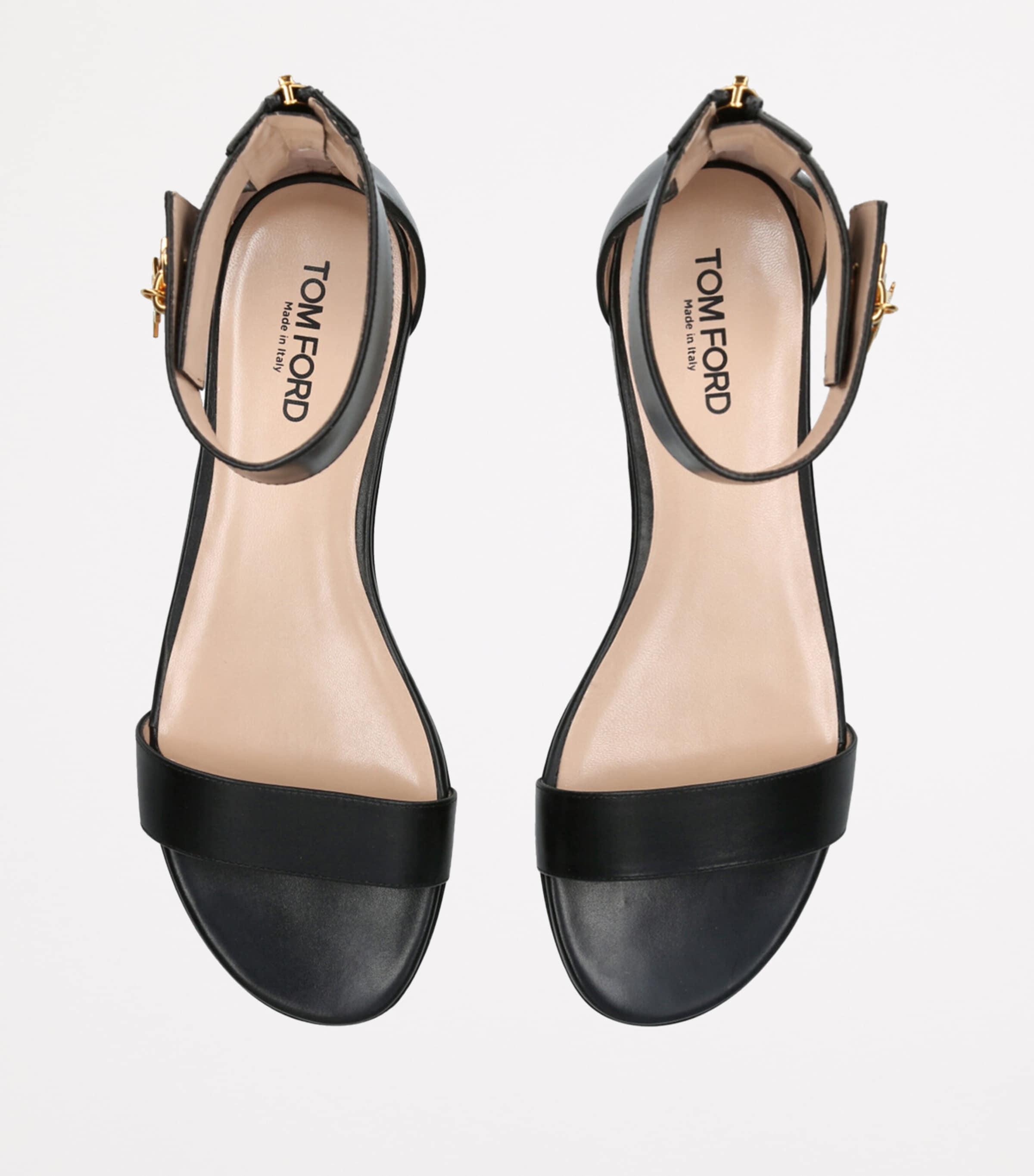 Leather Padlock Sandals BLACK Image 4