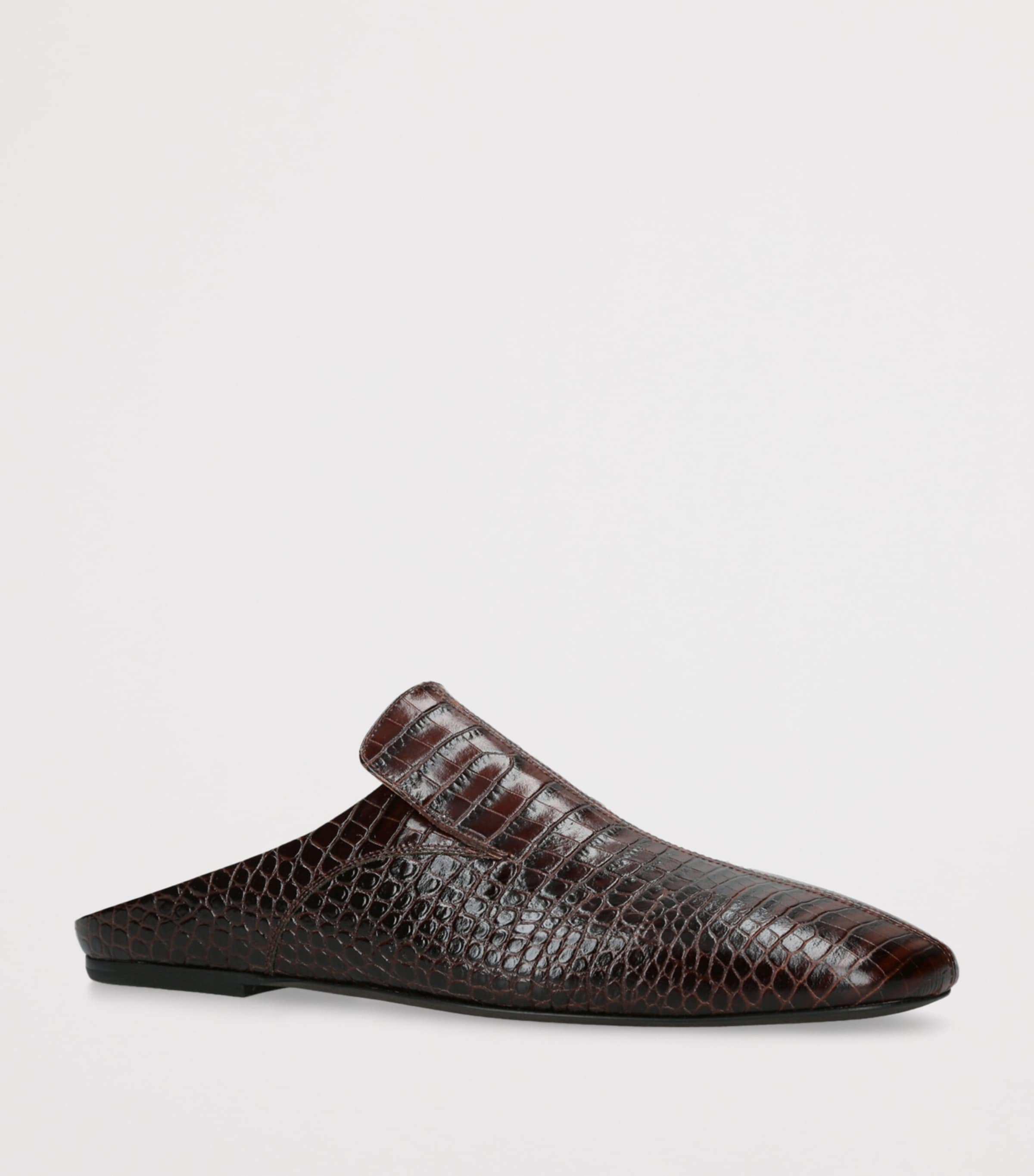 DRIES VAN NOTEN Croc-Embossed Leather Mules Dark Brown Image 3