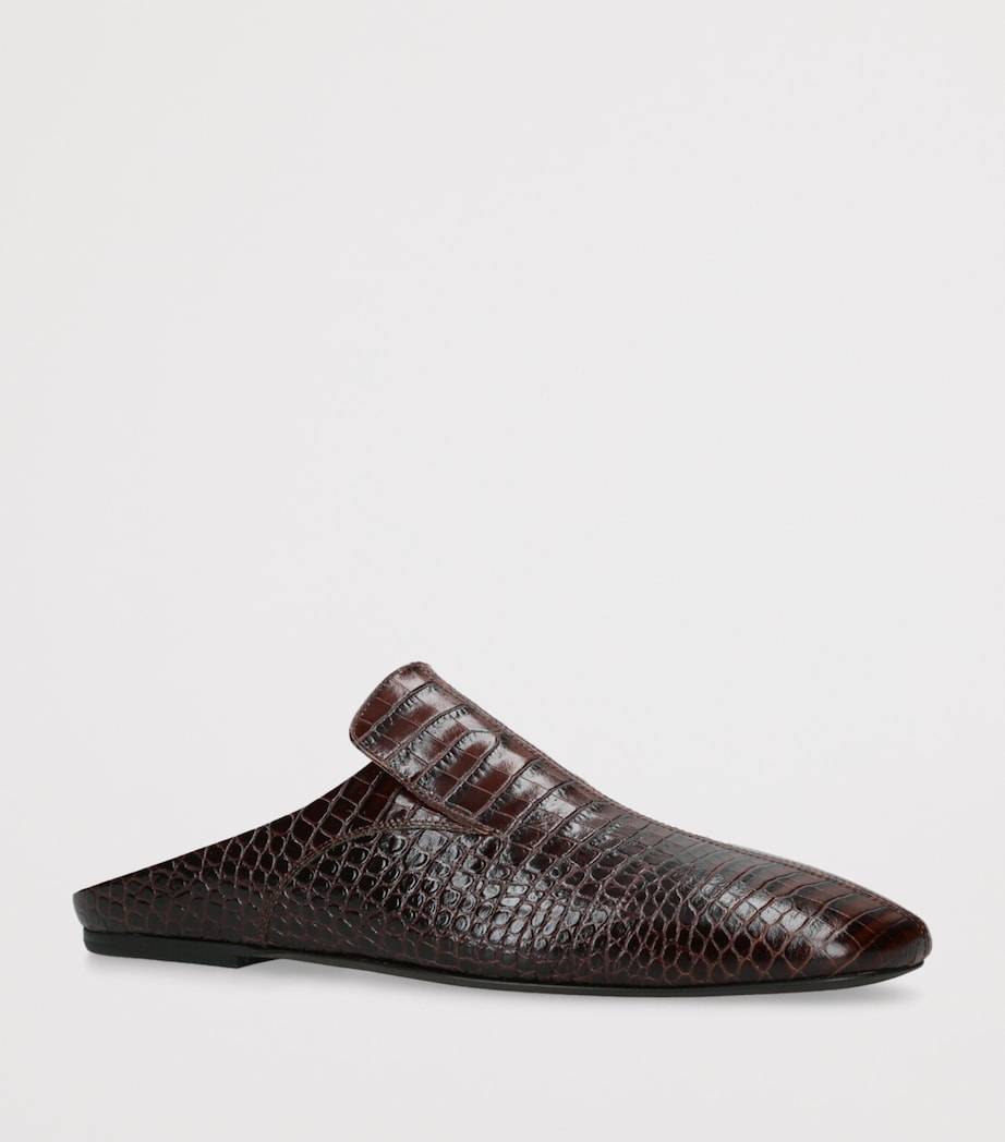 DRIES VAN NOTEN Croc-Embossed Leather Mules Dark Brown Image 3