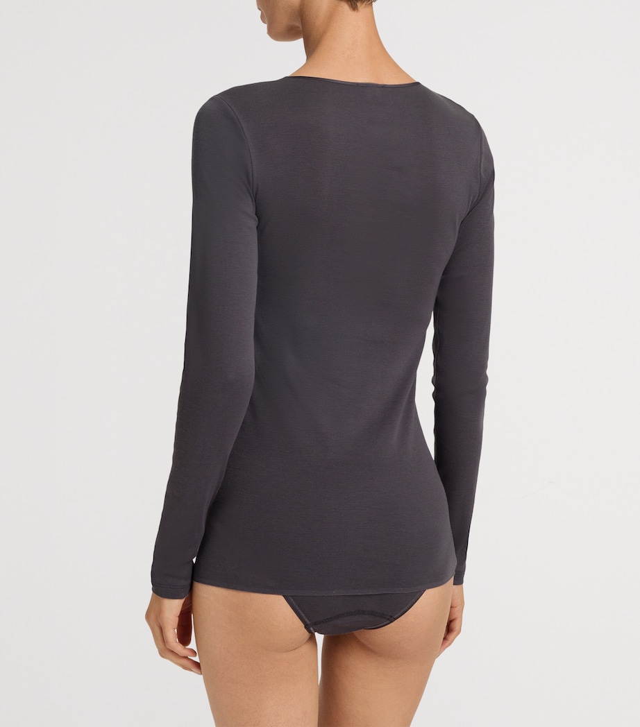 Cotton Seamless Long-Sleeve Top BLACK PEARL Image 4