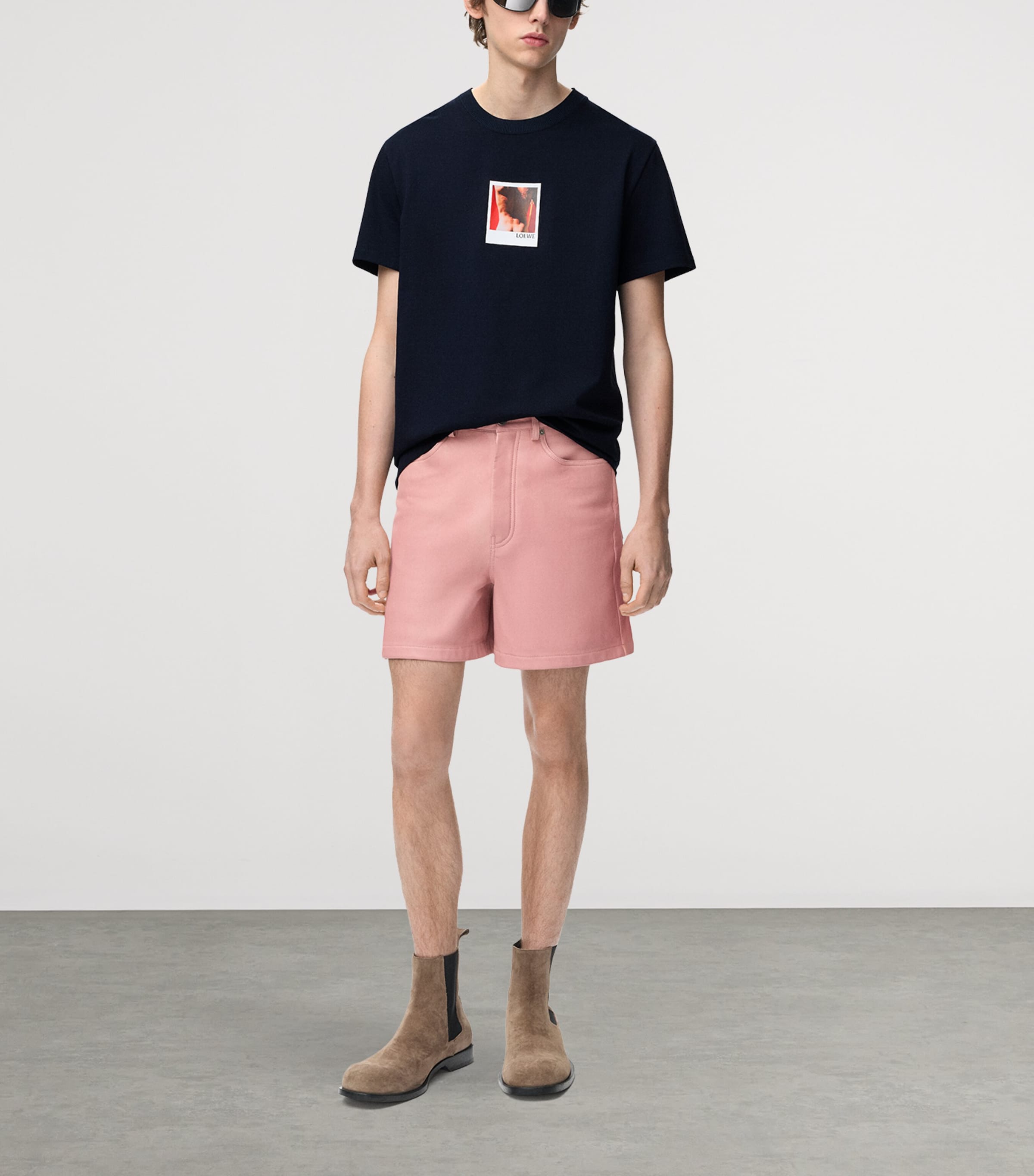 LOEWE Mens Cotton-Blend Printed T-Shirt Navy/white Image 2