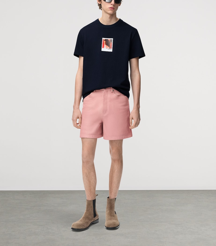 LOEWE Mens Cotton-Blend Printed T-Shirt Navy/white Image 2