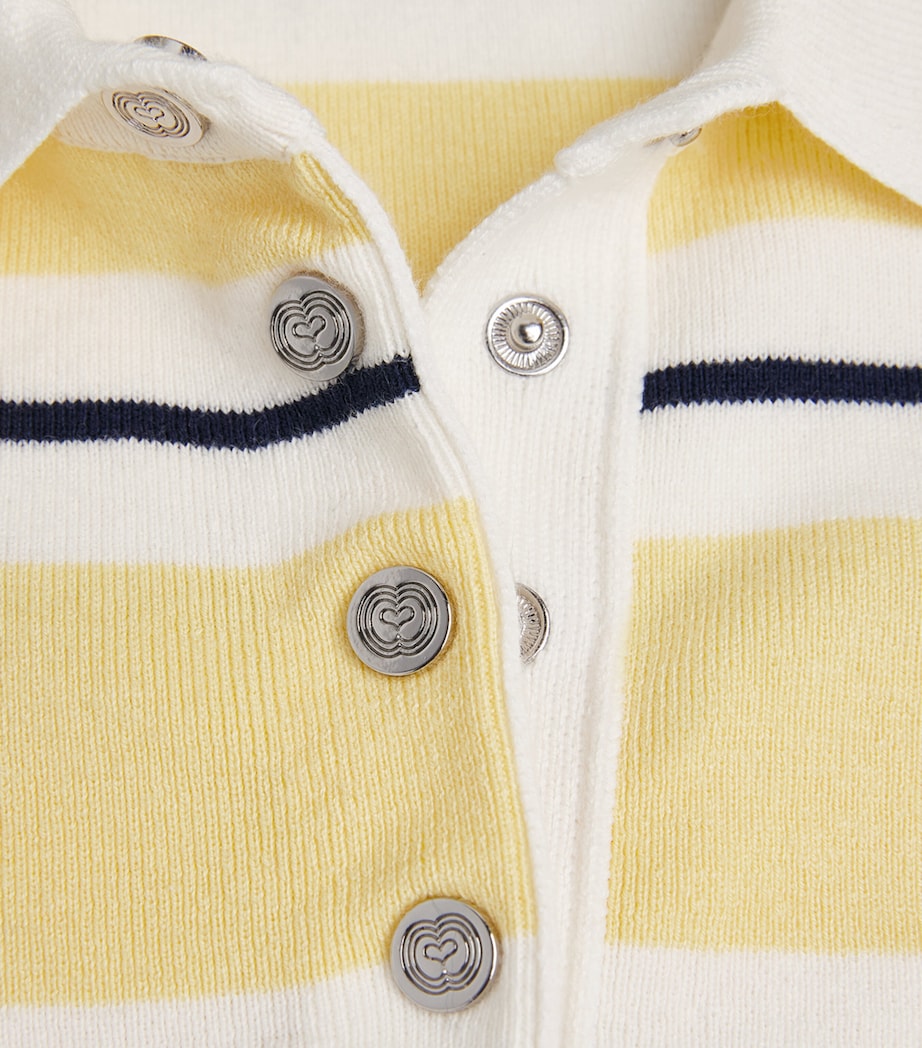Maje Womens Cotton-Blend Stripe Polo Shirt Pale Yellow Image 6