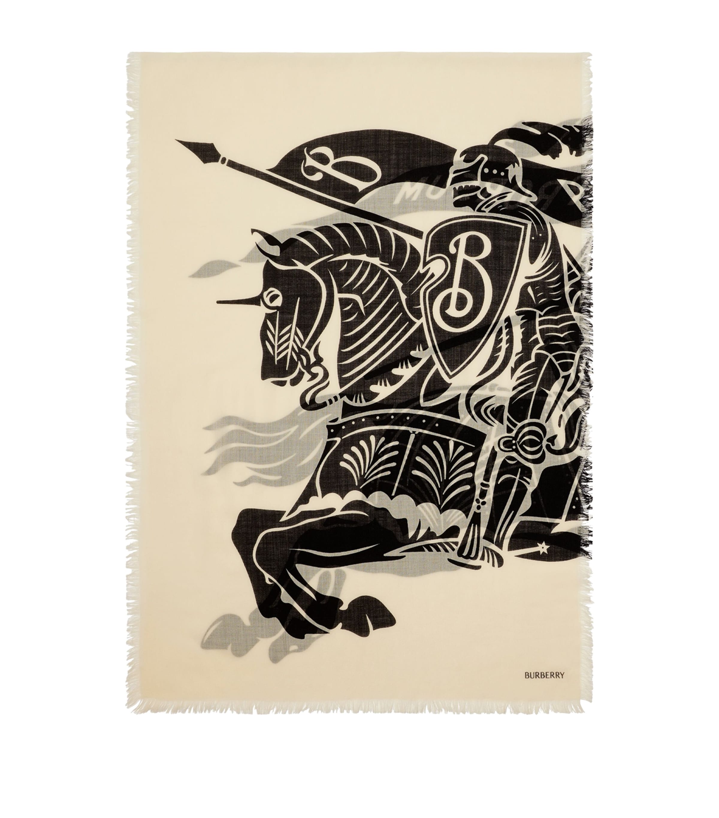Burberry Wool Wide Ekd Scarf In Neutral
