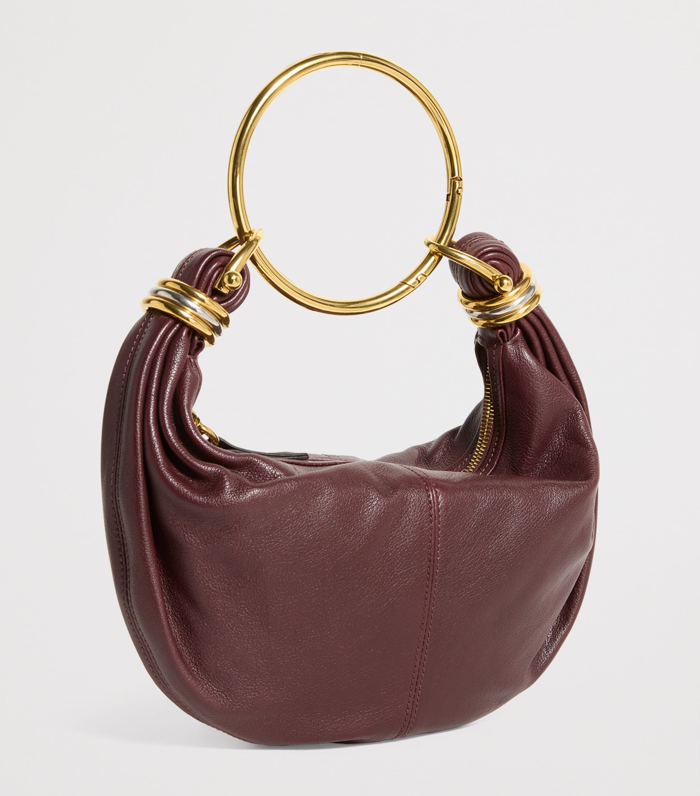Small Leather Bracelet Top-Handle Bag GRENAT Image 3