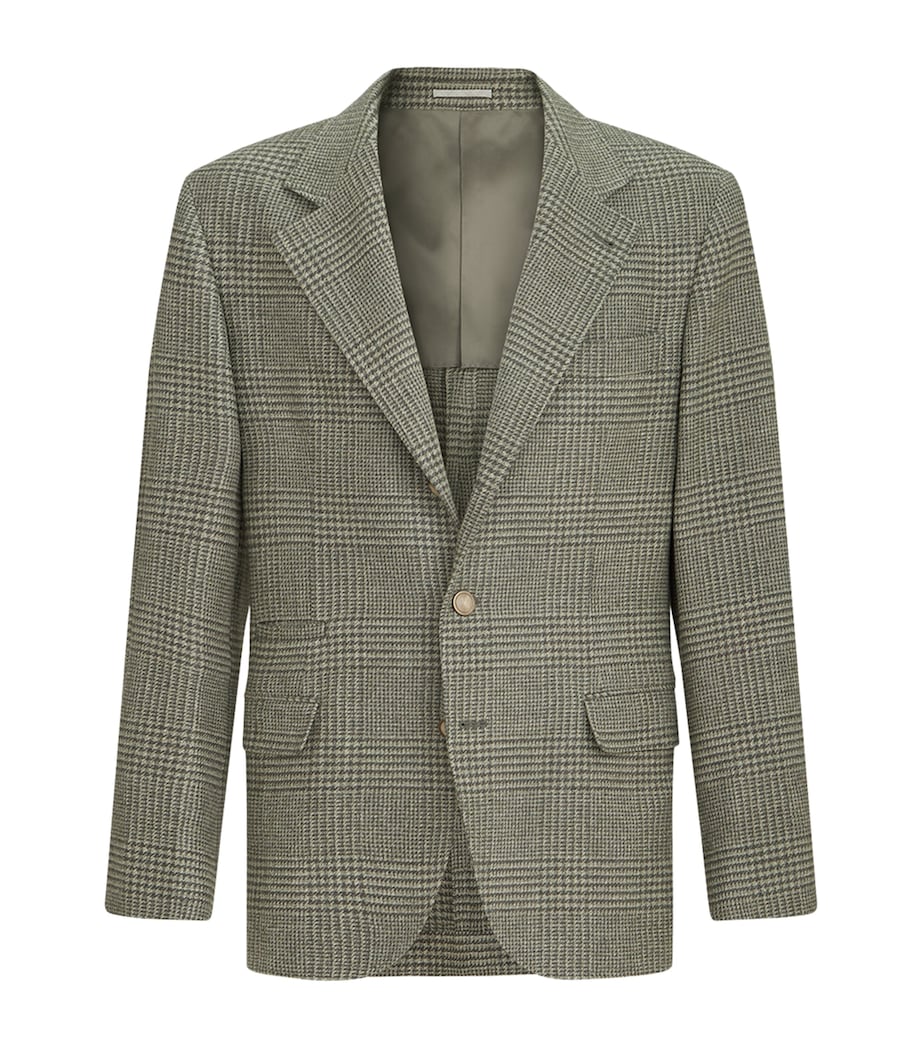 Brunello Cucinelli Mens Wool-Cashmere-Blend Check Blazer Image 1