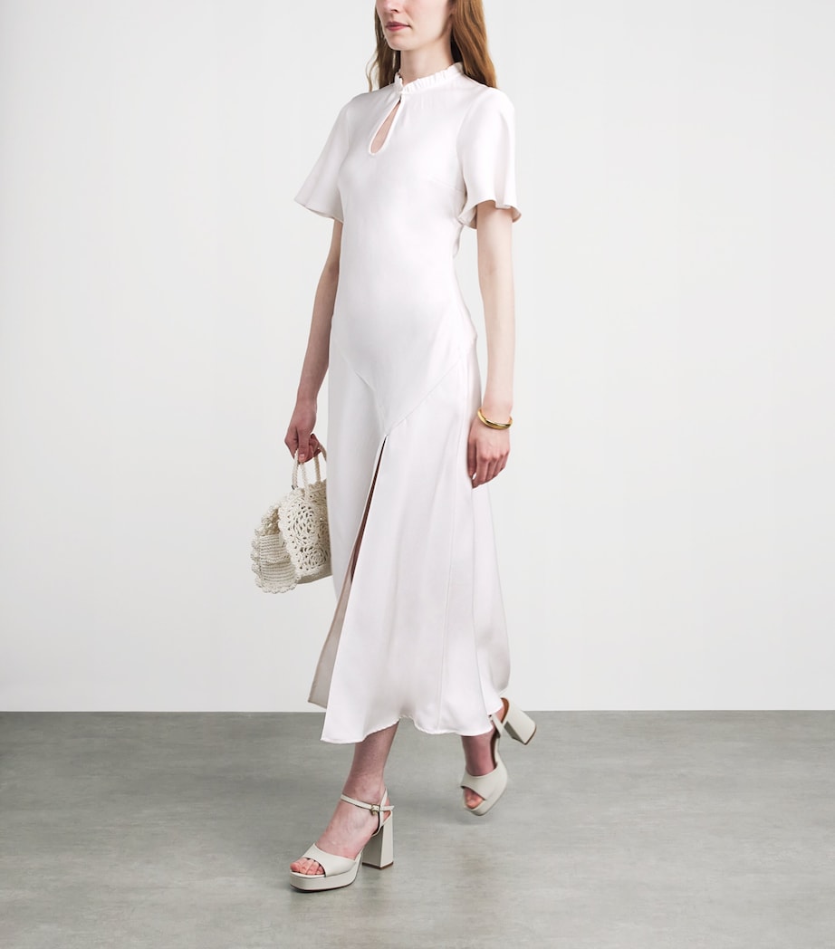 Claudie Pierlot Womens Satin Short-Sleeve Maxi Dress Ivory Image 2