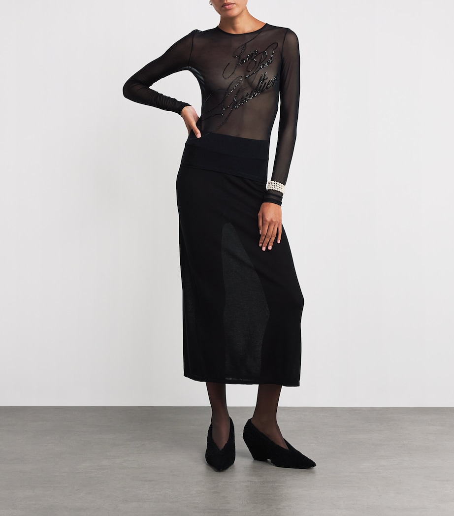 Mesh Sequin-Branded T-Shirt 00-BLACK Image 2