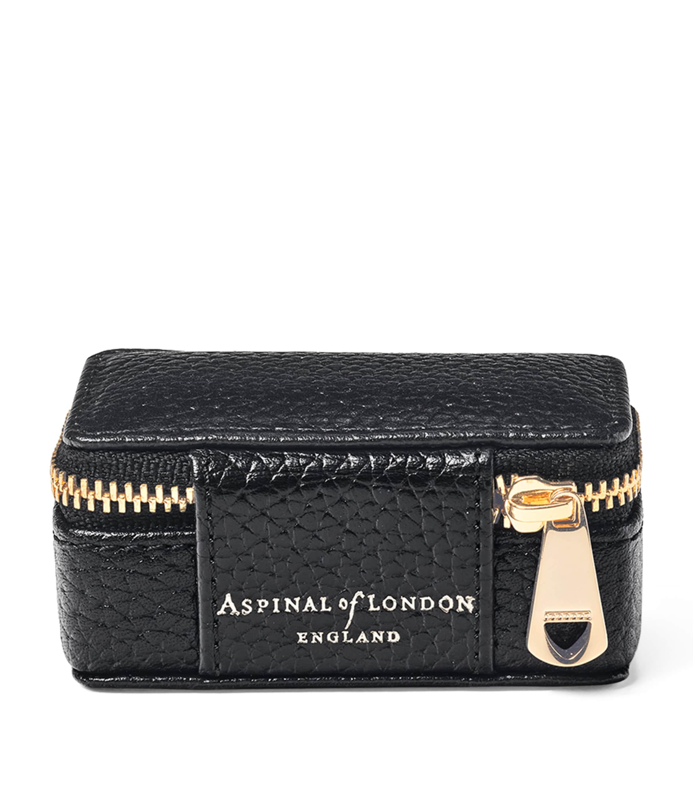 Small Leather Travel Jewellery Box BLACK Image 3