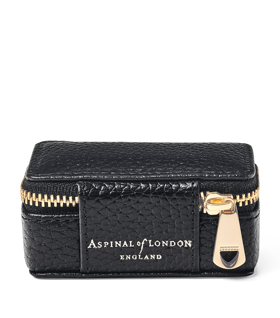 Small Leather Travel Jewellery Box BLACK Image 3