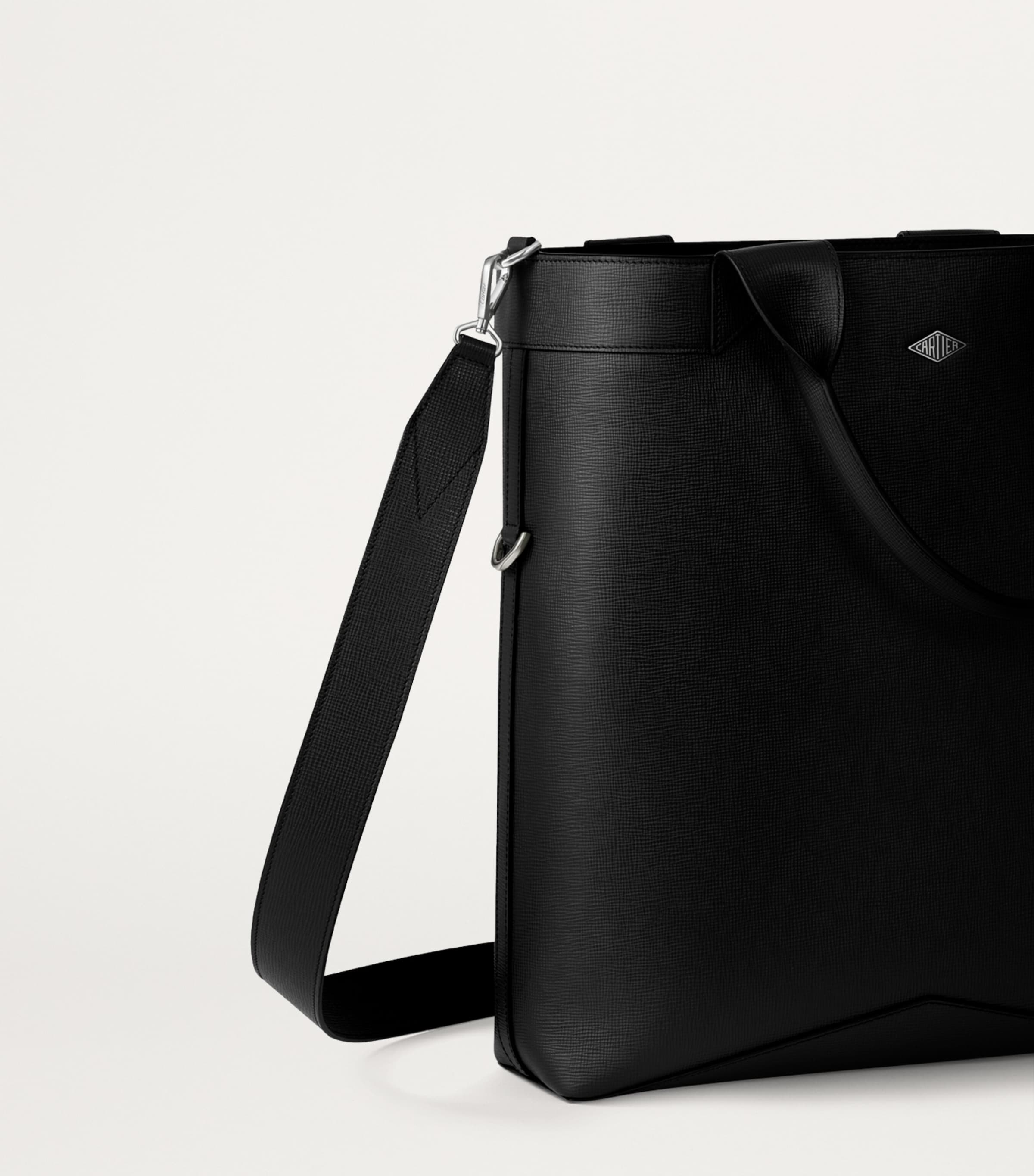 Small Leather Losange Tote Bag BLACK Image 6