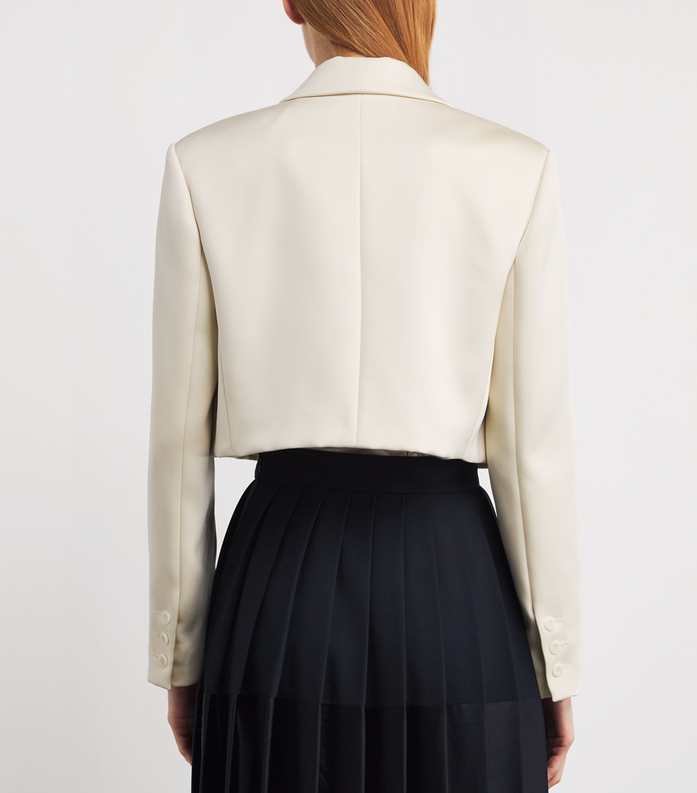 Satin Cropped Vivane Blazer IVORY Image 4