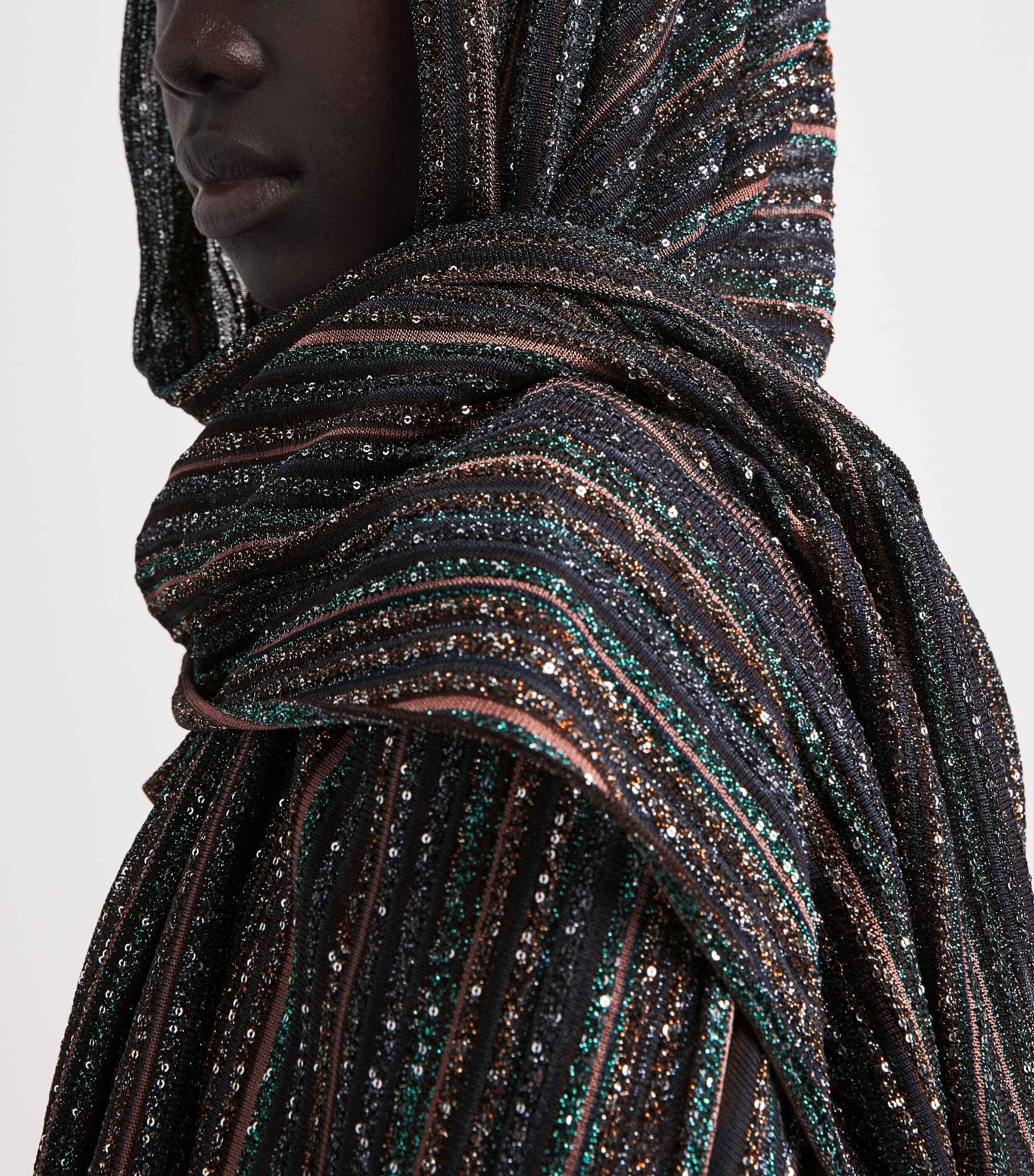Missoni Sequin-Embellished Stripe Stole Drk Brown Tone Image 2