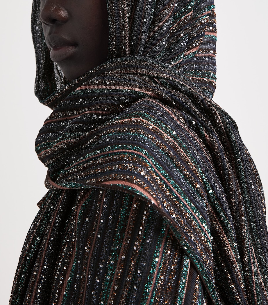 Missoni Sequin-Embellished Stripe Stole Drk Brown Tone Image 2