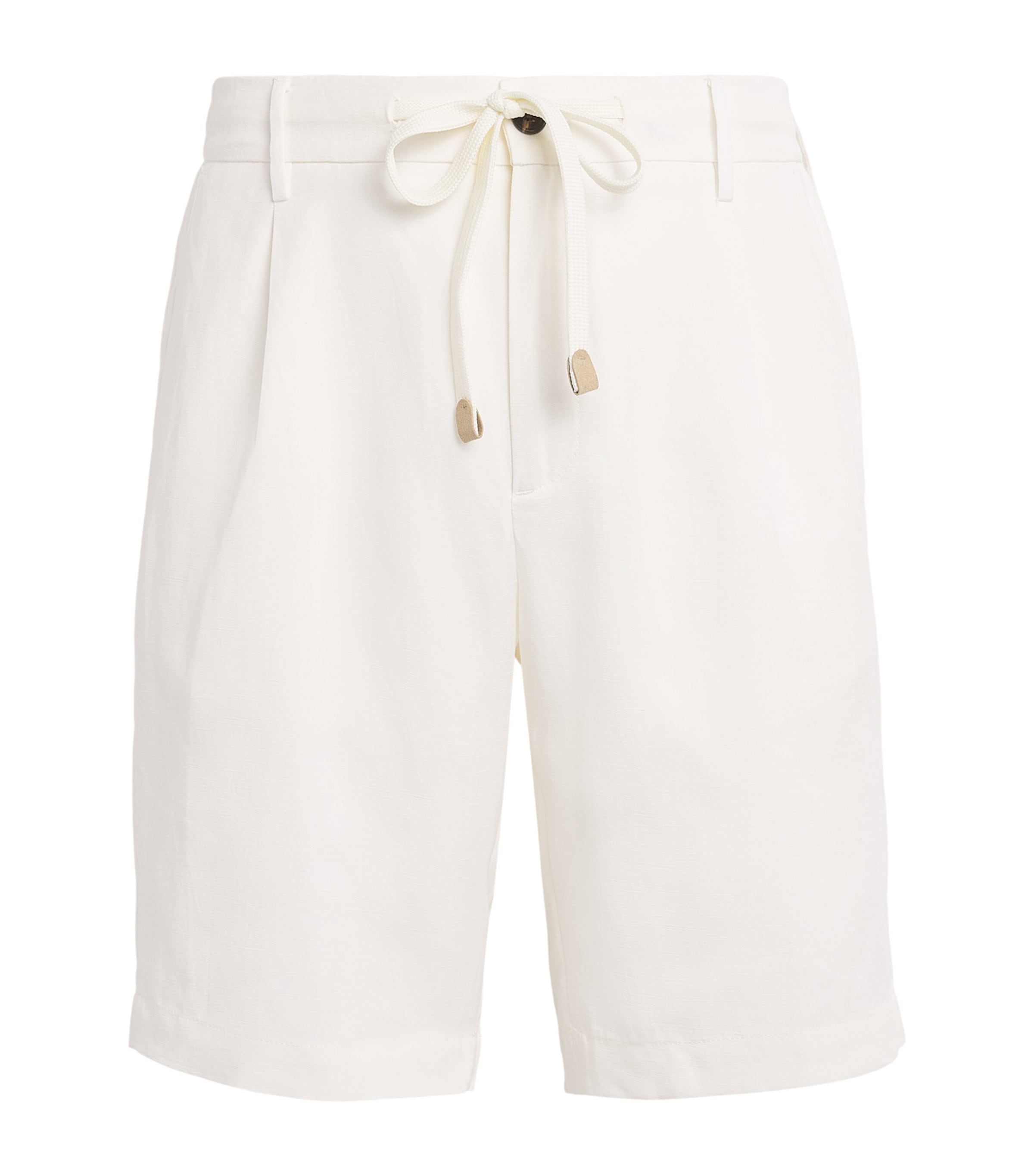 Eleventy Mens Linen Drawstring Bermuda Shorts Bianco Image 1