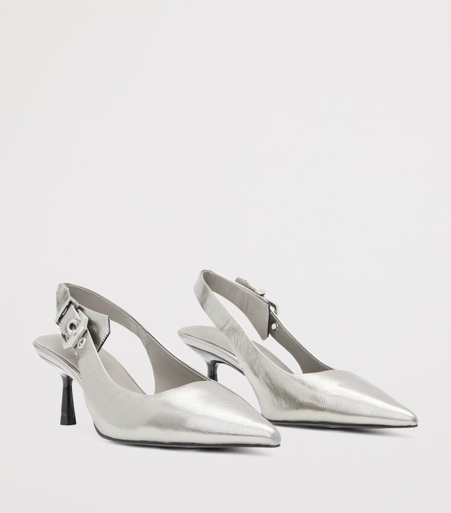 Leather Idyia Slingback Pumps 20 GUNMETAL GREY Image 2