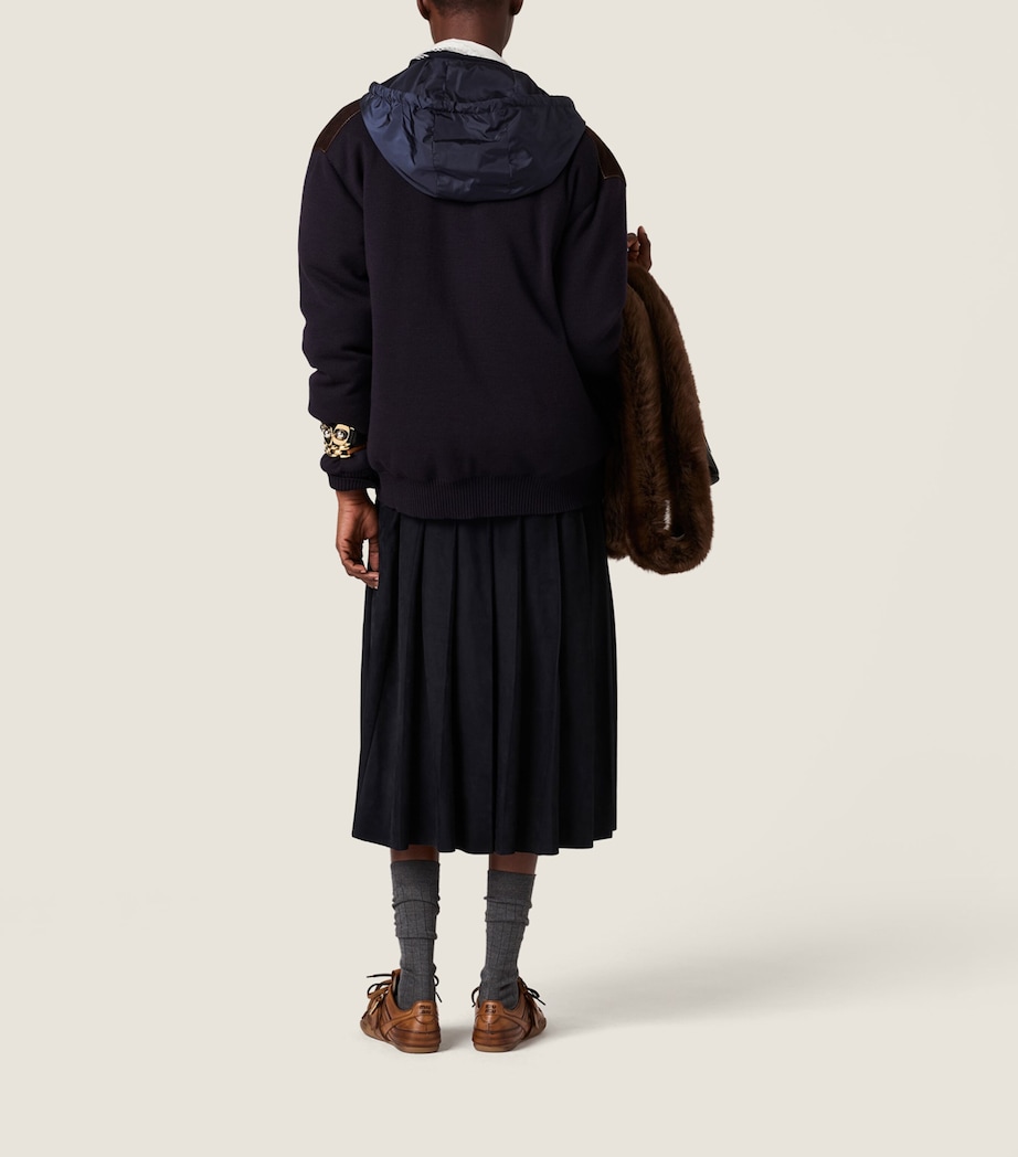 Miu Miu Womens Knit and Suede Down Jacket Image 3