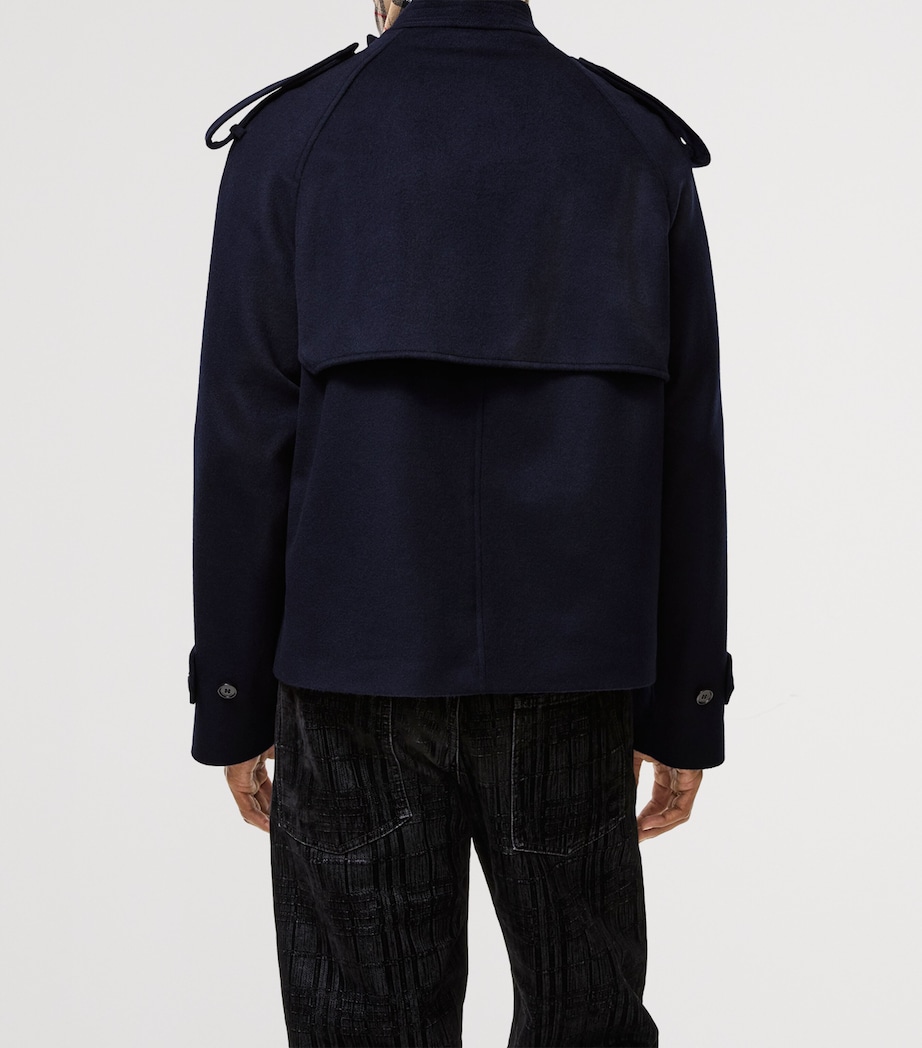 Burberry Mens Cashmere Trench Jacket Navy Image 3