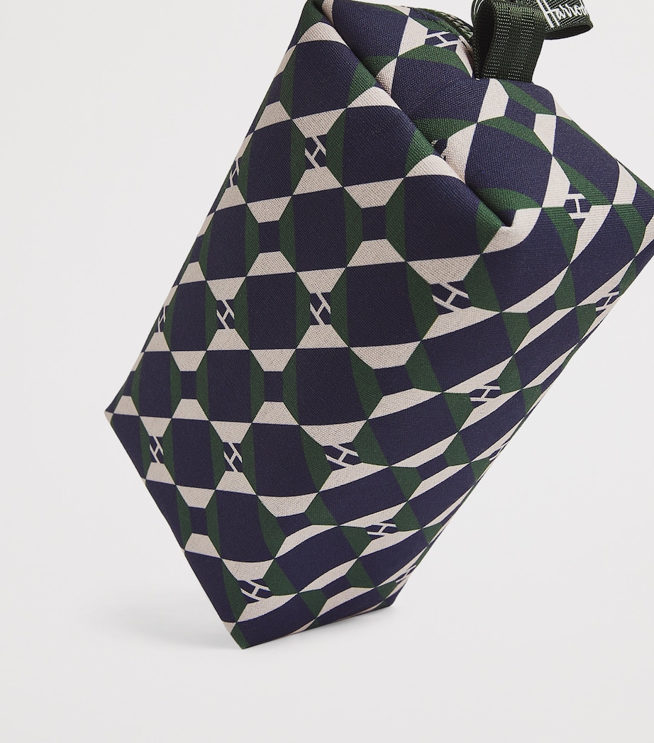Cotton Geometric Cosmetic Bag HARRODS GREEN Image 3