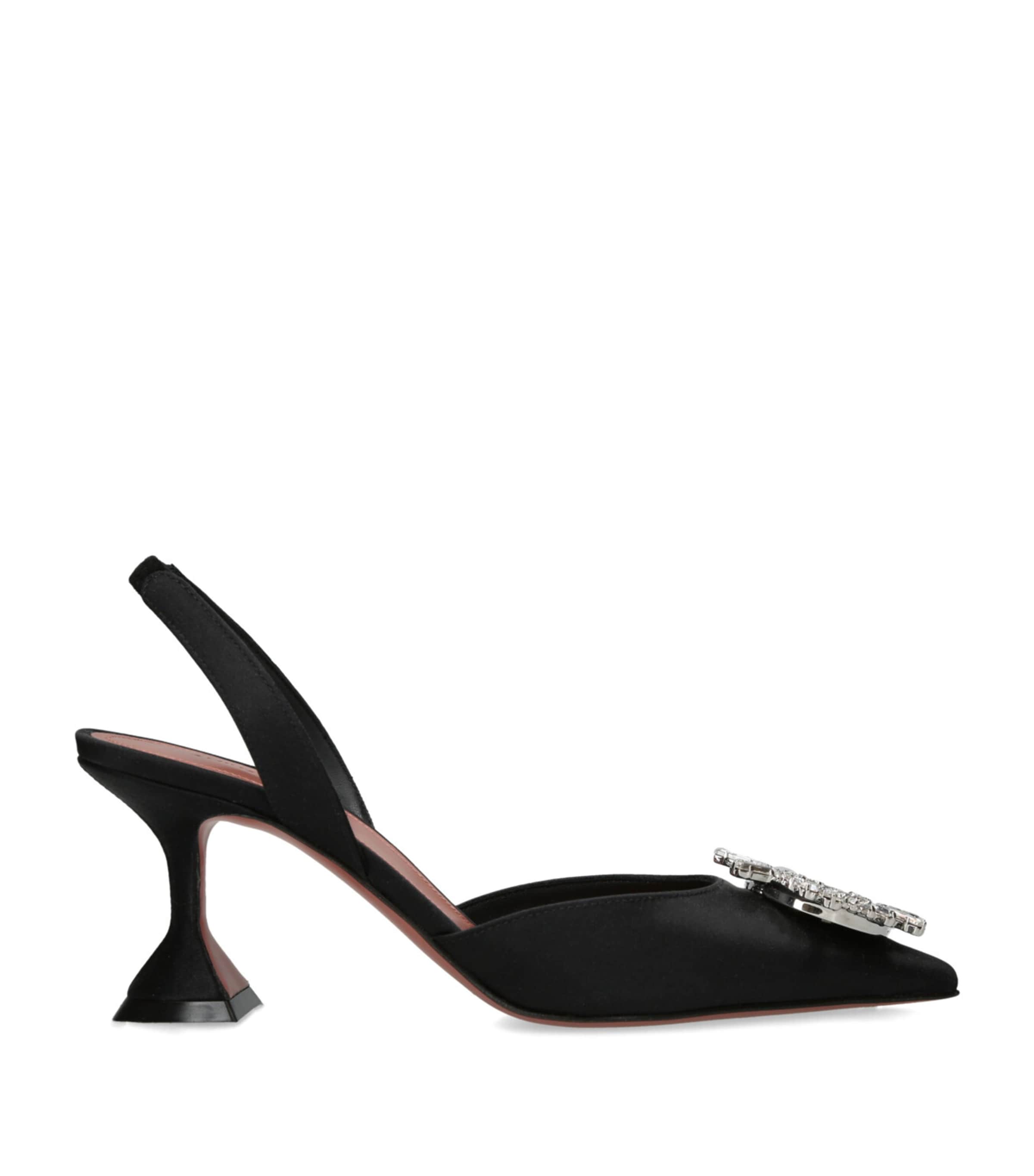 Amina Muaddi Satin Begum Slingback Pumps 70 | Partywear | Womens | Women Clothing | Modest | Women Shoes | Heels | Slingback Heels | Designers | Amina Muaddi | Shoes
