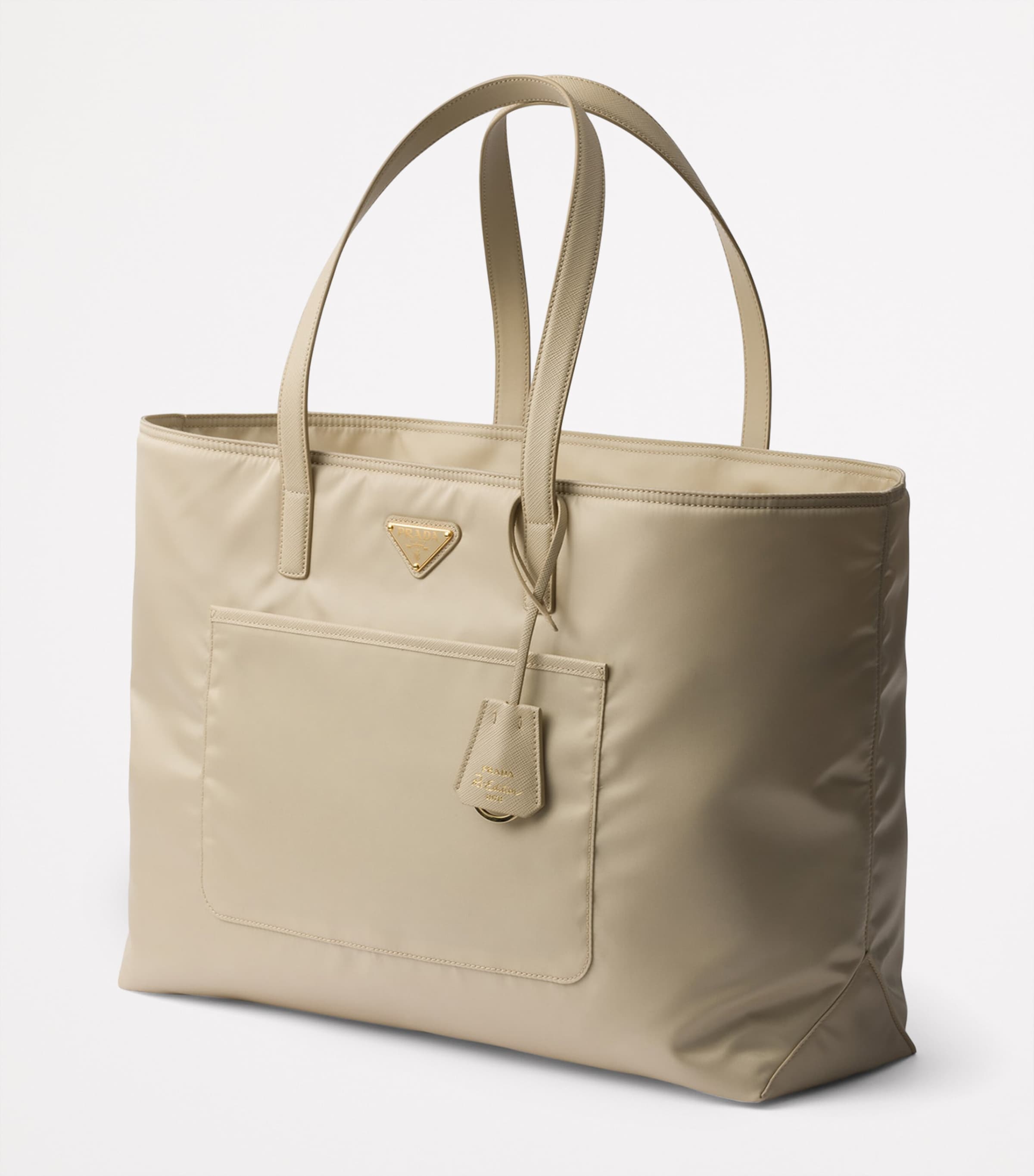 Prada Neutral Large Re-Nylon and Saffiano Leather Re-Edition