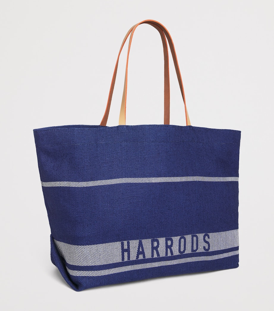 Harrods Jute Stripe Shopper Bag Blue Image 2