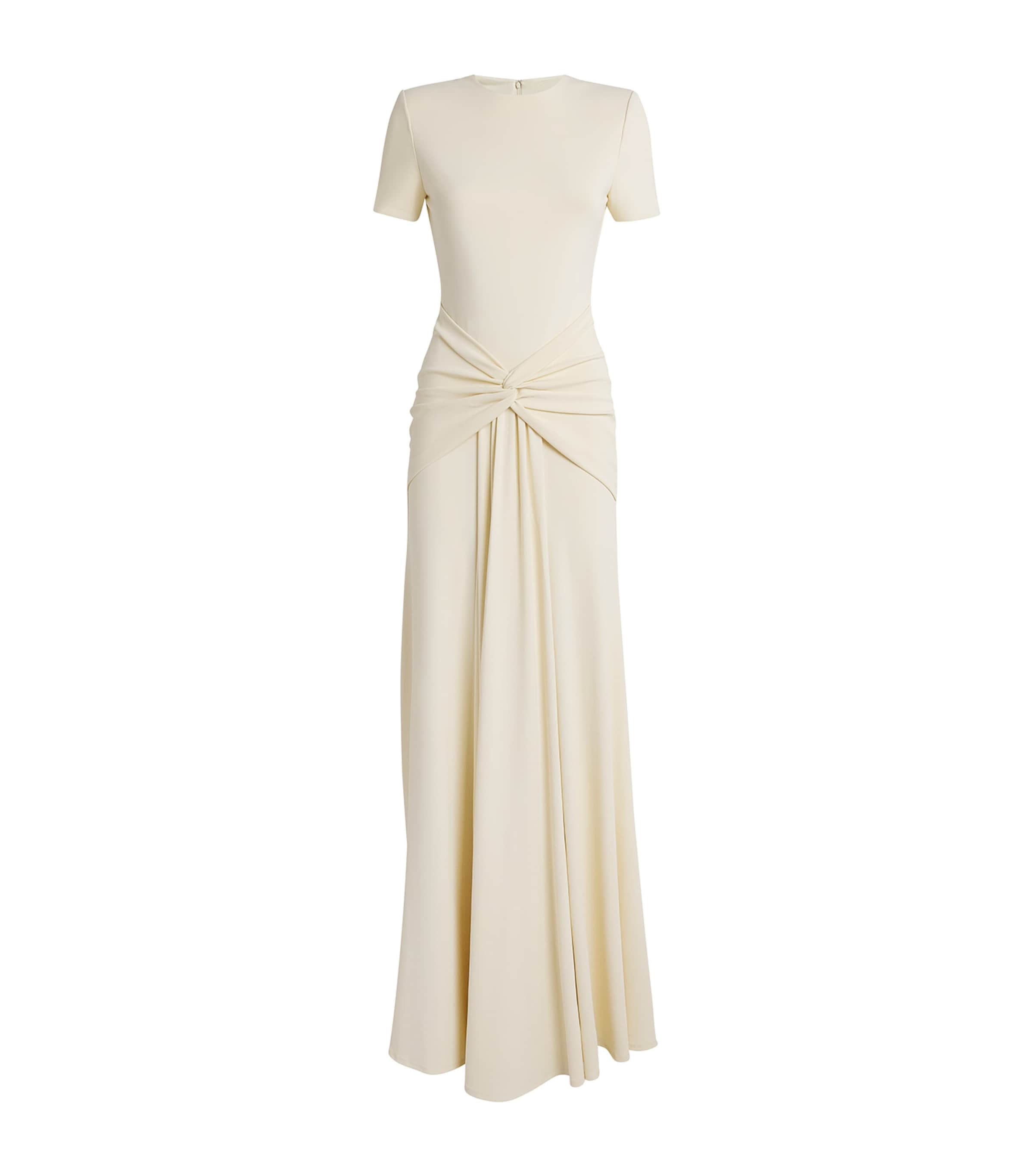 Roland Mouret Womens Jersey Draped Waterfall Maxi Dress Yellow Image 1
