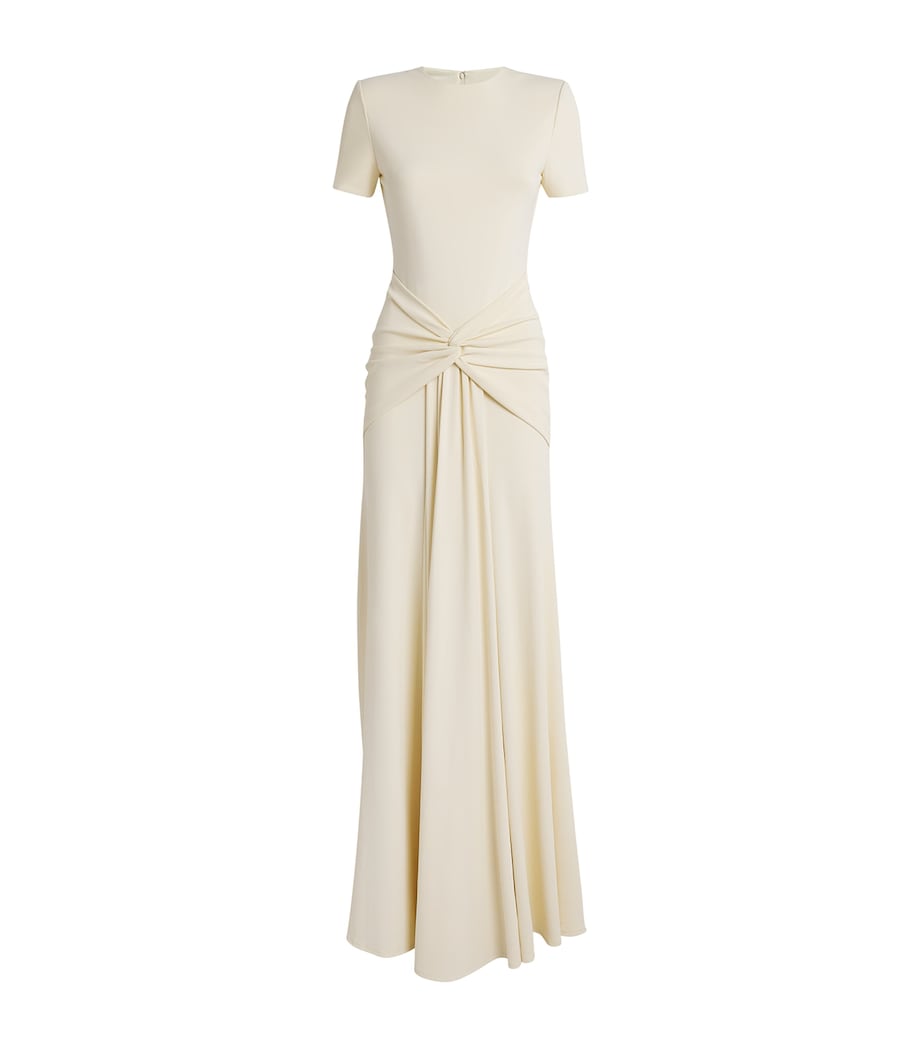 Roland Mouret Womens Jersey Draped Waterfall Maxi Dress Yellow Image 1
