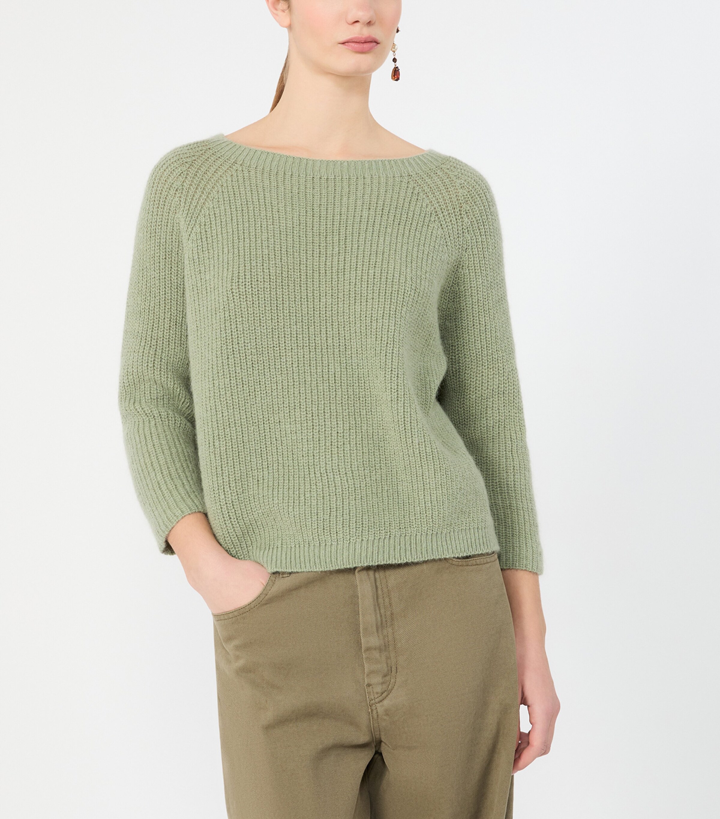 Weekend Max Mara Womens Rib-Knit Sweater Sage Green Image 5