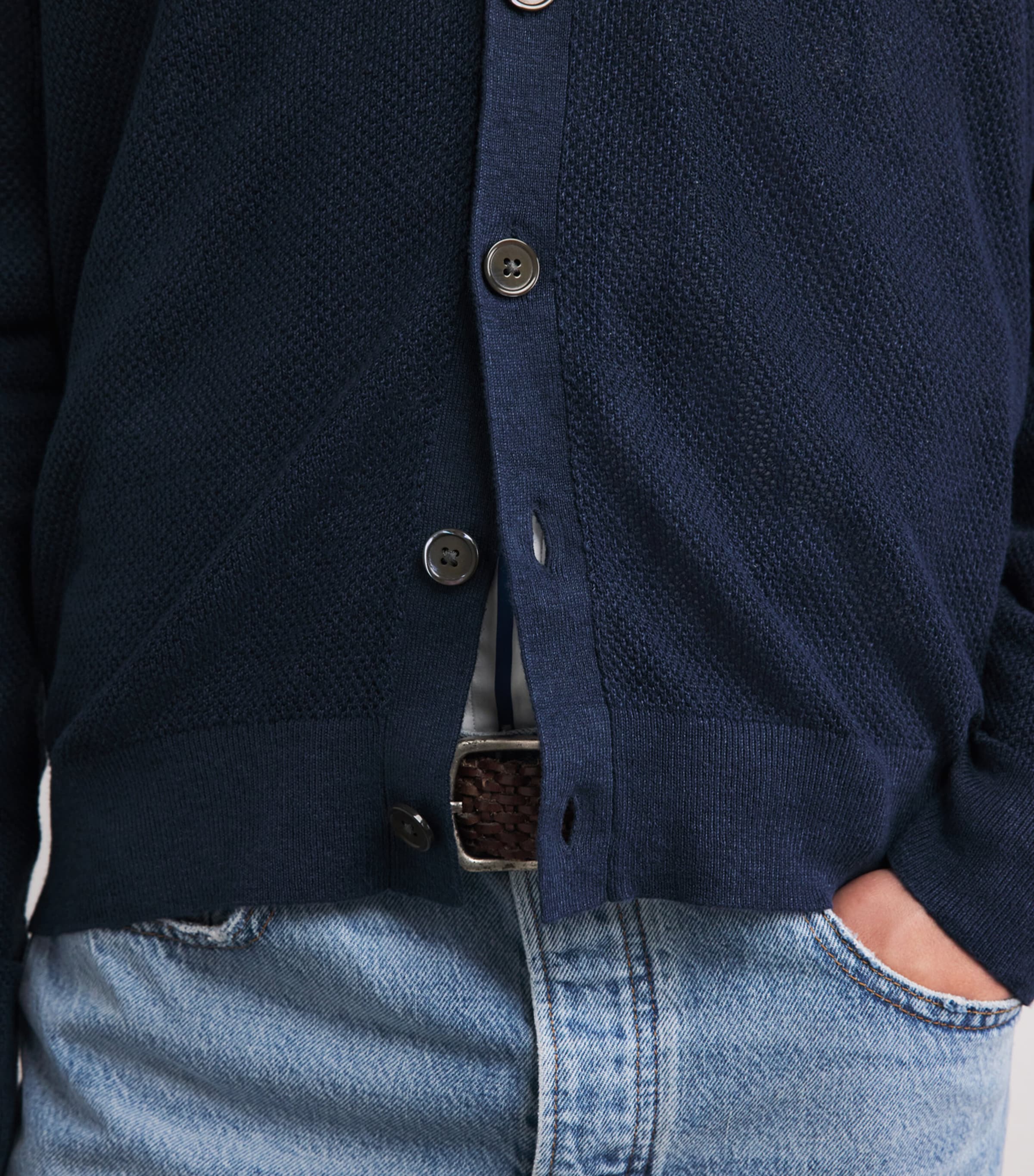 Polo Ralph Lauren Mens Linen Relaxed Cardigan Newport Navy Image 3