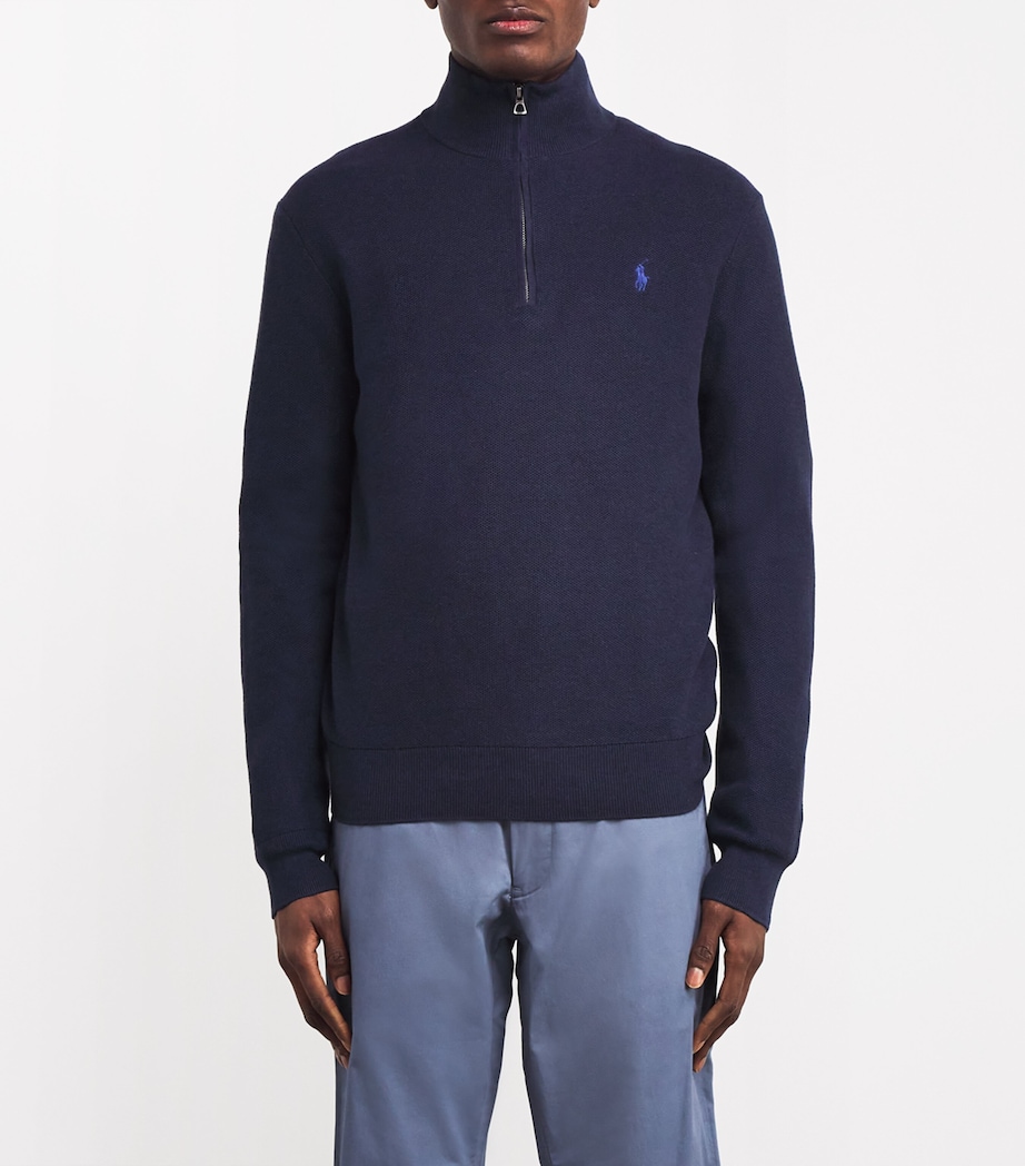 Cotton Quarter-Zip Sweatshirt NAVY Image 3
