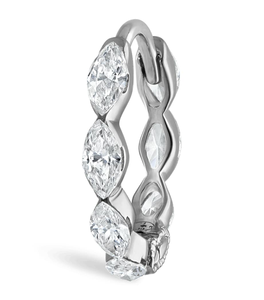 White Gold and Diamond Marquise Eternity Hoop Earring (8mm) WHITE GOLD Image 1