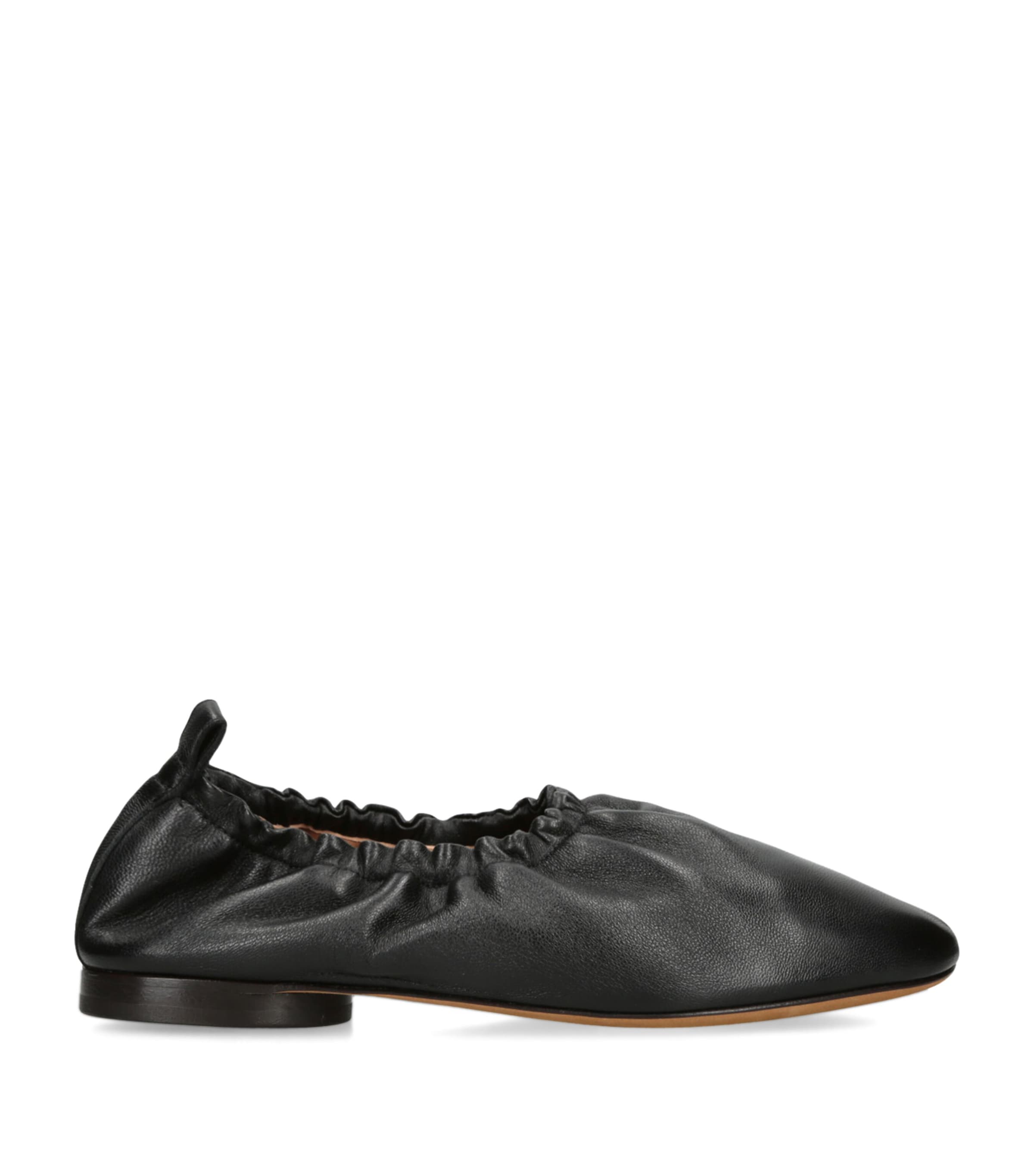 Mansur Gavriel Womens Black Ruched Ballerina Leather Ballet Flats In Black