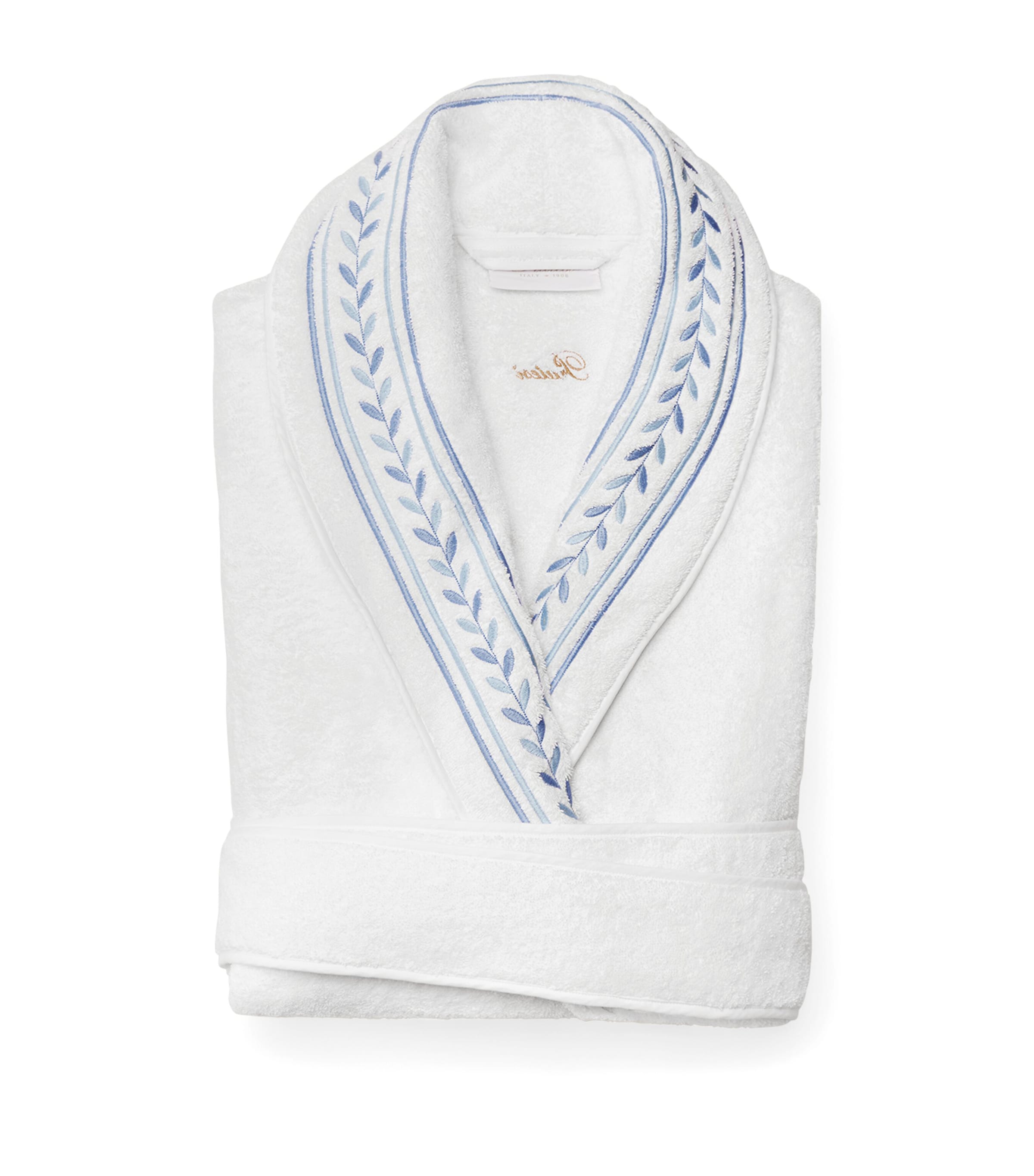 Cotton Impero Bathrobe (Large) WHT/MEDIUM BLUE Image 1